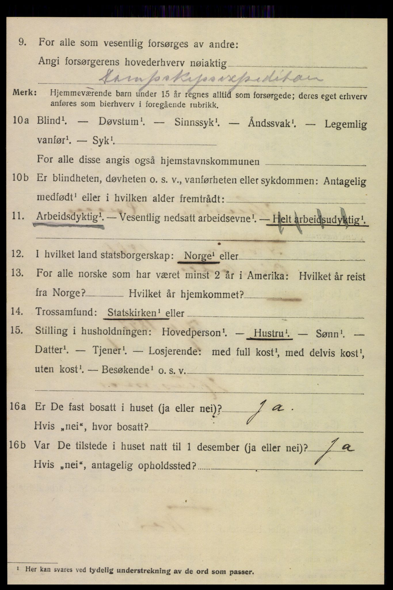 SAT, 1920 census for Levanger town, 1920, p. 1277