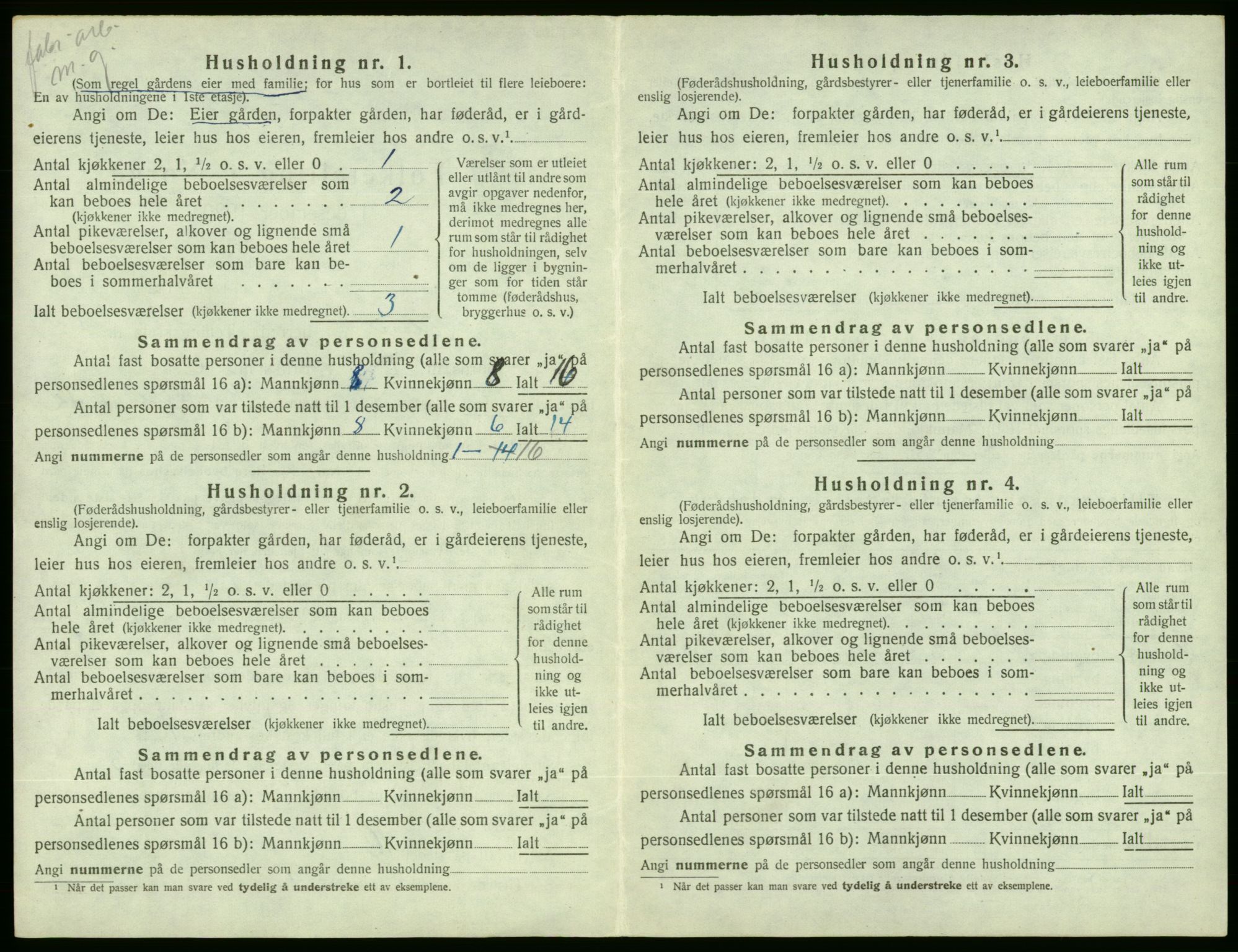 SAB, 1920 census for Ølen, 1920, p. 58