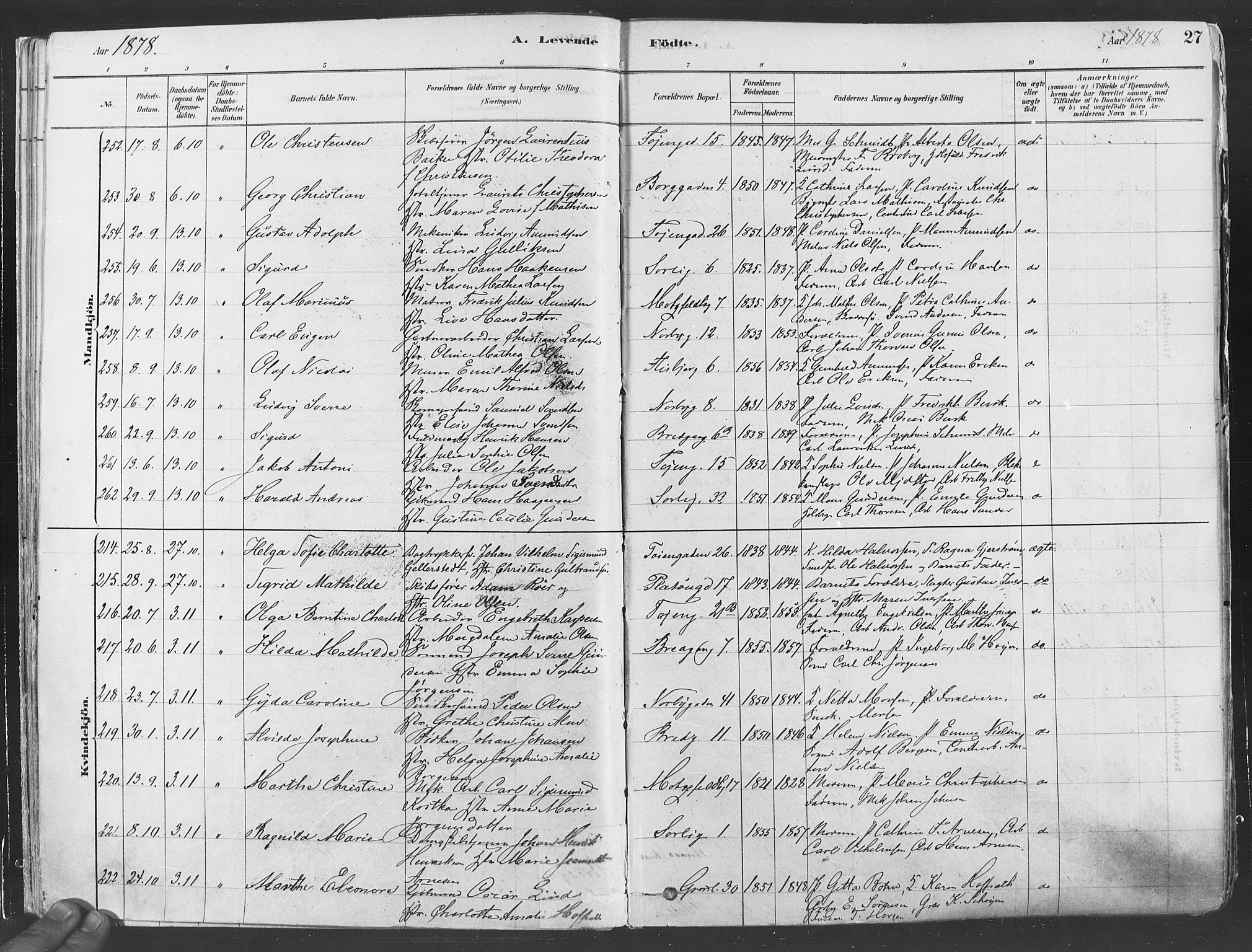 Grønland prestekontor Kirkebøker, SAO/A-10848/F/Fa/L0007: Parish register (official) no. 7, 1878-1888, p. 27
