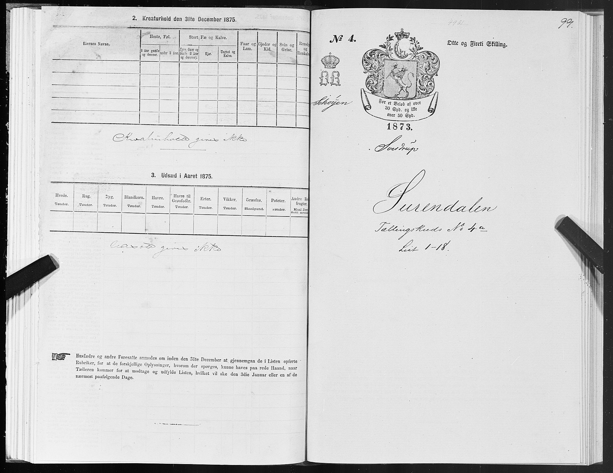 SAT, 1875 census for 1566P Surnadal, 1875, p. 2099