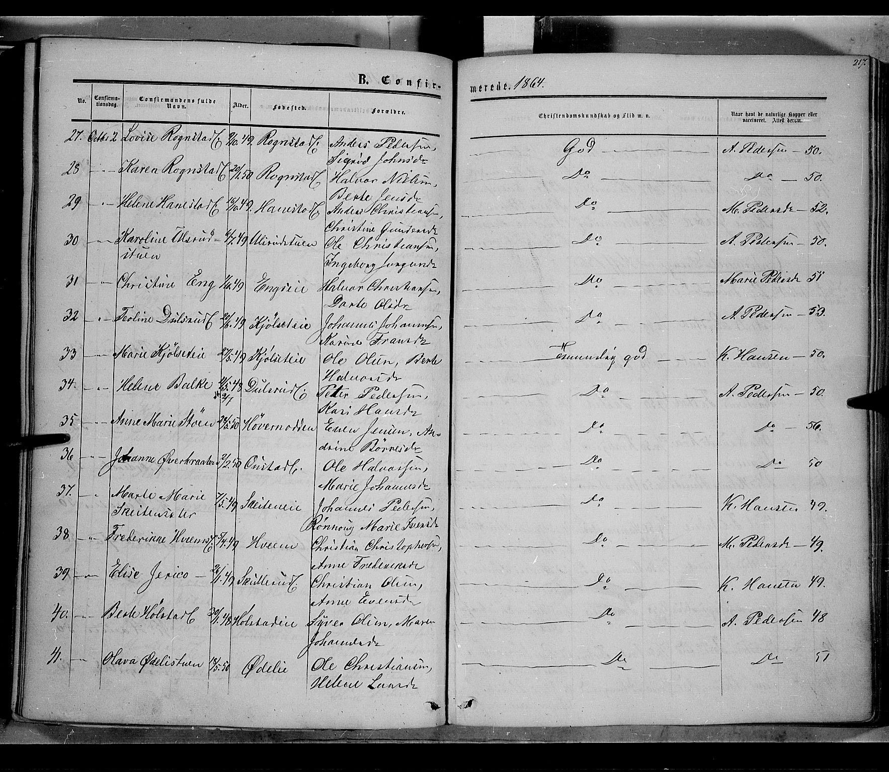 Østre Toten prestekontor, SAH/PREST-104/H/Ha/Haa/L0004: Parish register (official) no. 4, 1857-1865, p. 217