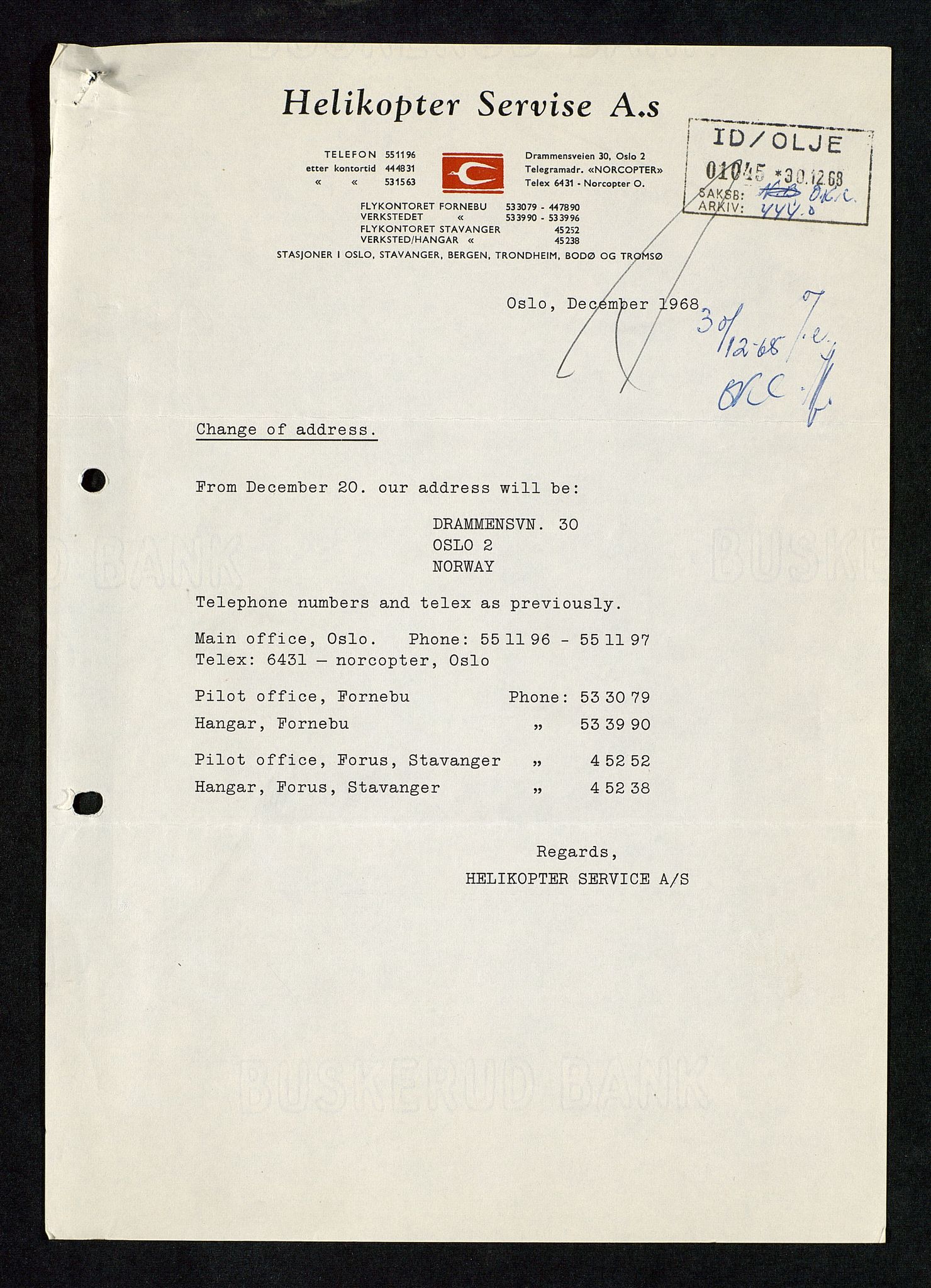 Industridepartementet, Oljekontoret, AV/SAST-A-101348/Da/L0012: Arkivnøkkel 798 Helikopter, luftfart, telekommunikasjon og skademeldinger/ulykker, 1966-1972, p. 4