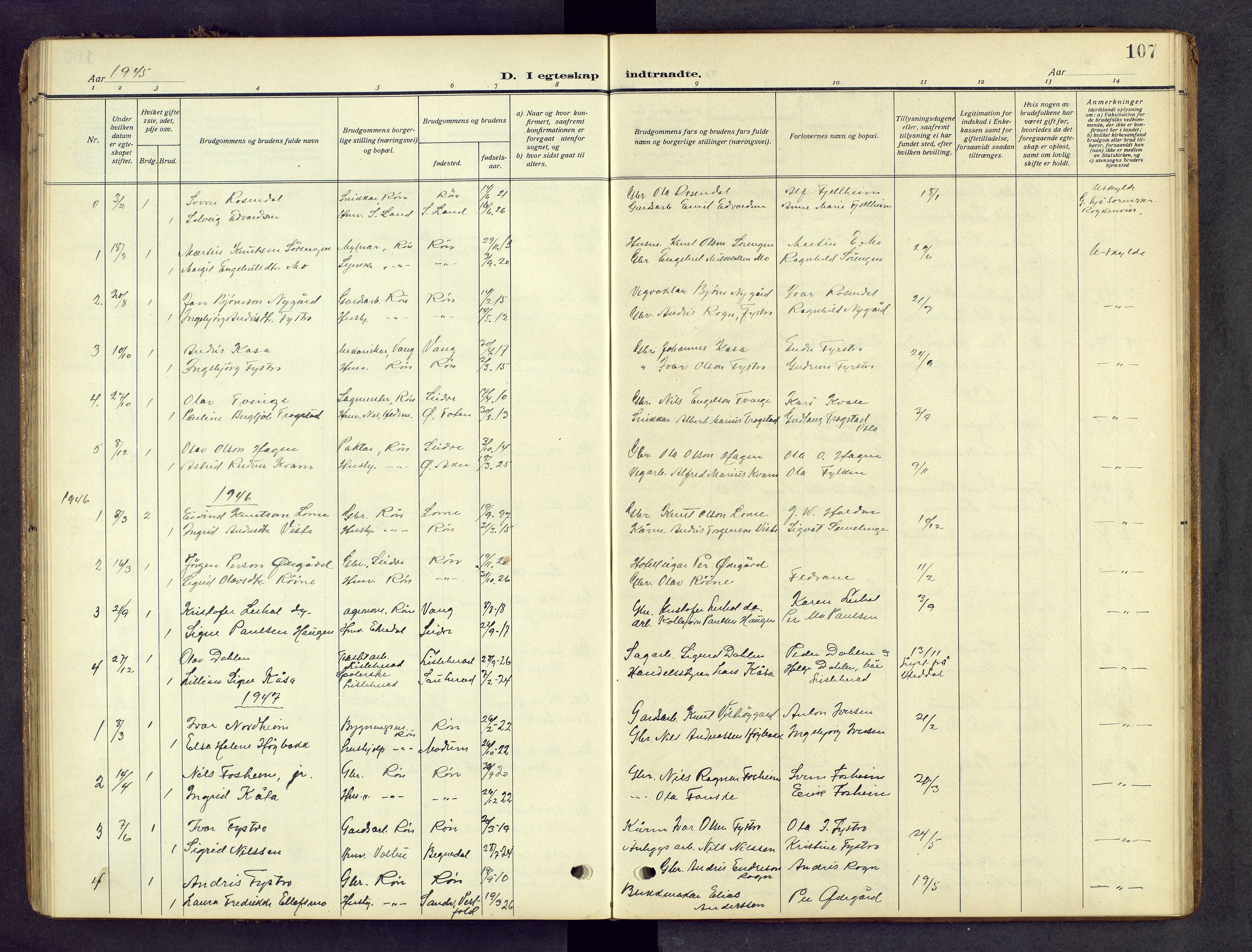 Vestre Slidre prestekontor, SAH/PREST-136/H/Ha/Hab/L0008: Parish register (copy) no. 8, 1909-1952, p. 107