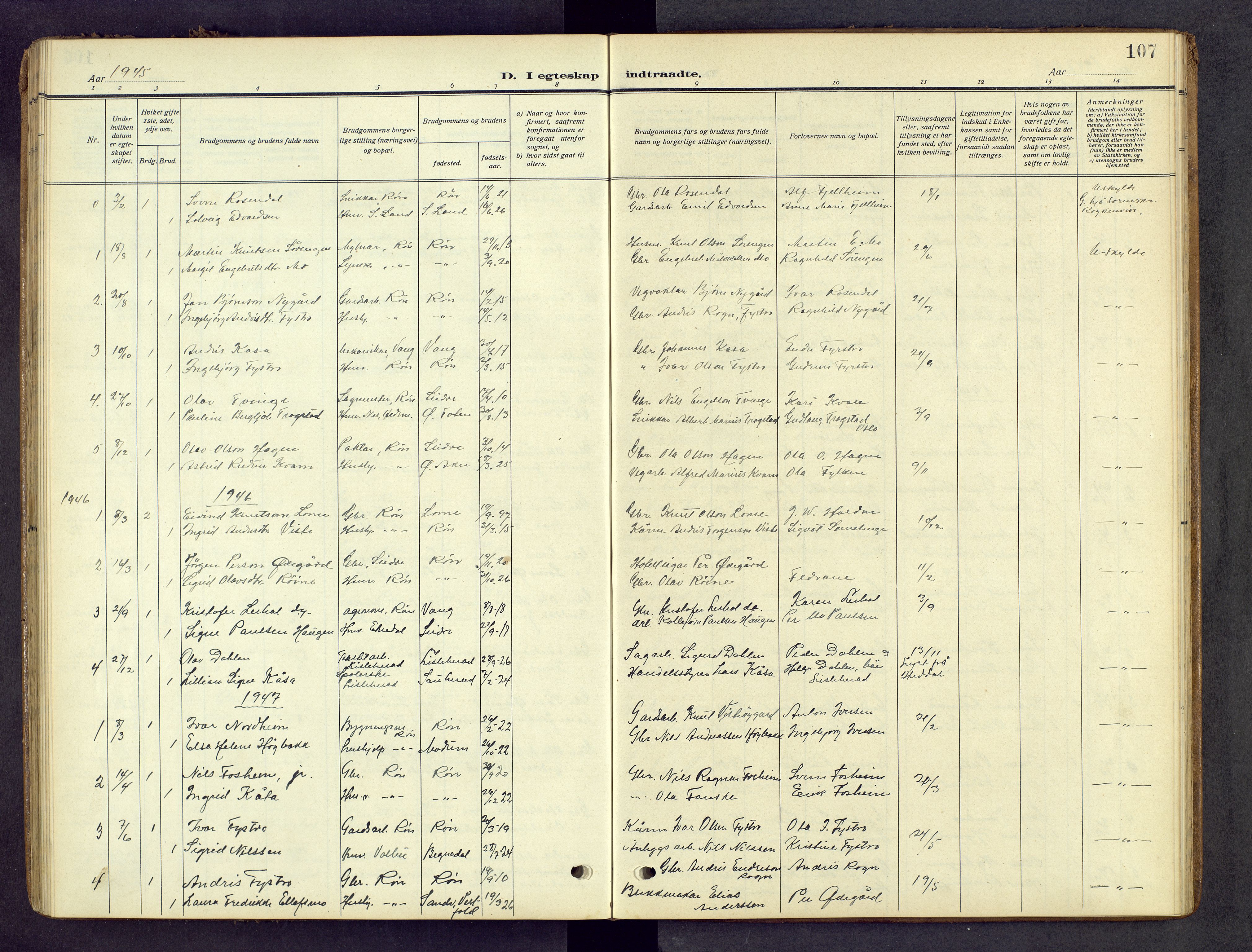 Vestre Slidre prestekontor, AV/SAH-PREST-136/H/Ha/Hab/L0008: Parish register (copy) no. 8, 1909-1952, p. 107