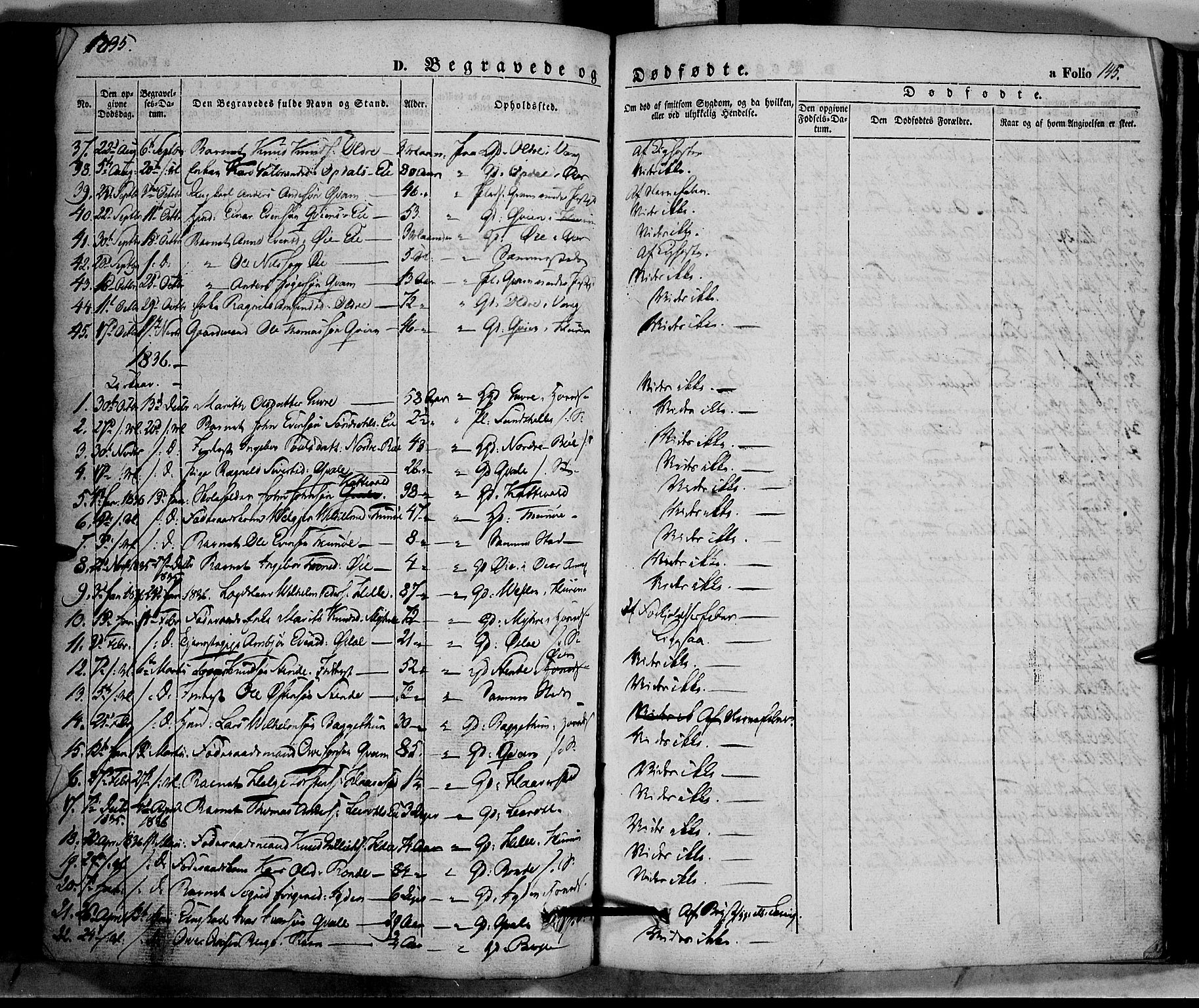 Vang prestekontor, Valdres, SAH/PREST-140/H/Ha/L0005: Parish register (official) no. 5, 1831-1845, p. 145