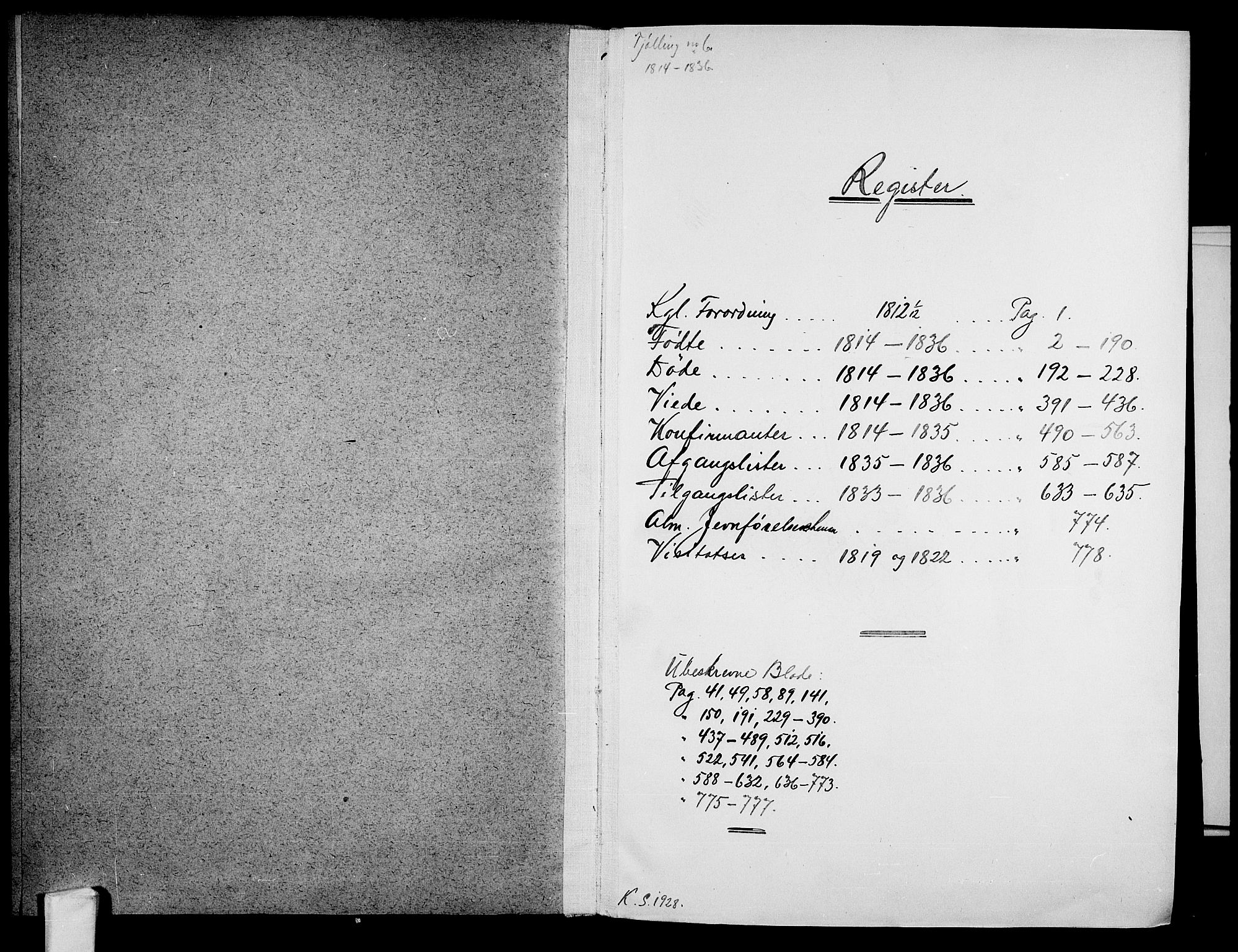 Tjølling kirkebøker, SAKO/A-60/F/Fa/L0005: Parish register (official) no. 5, 1814-1836