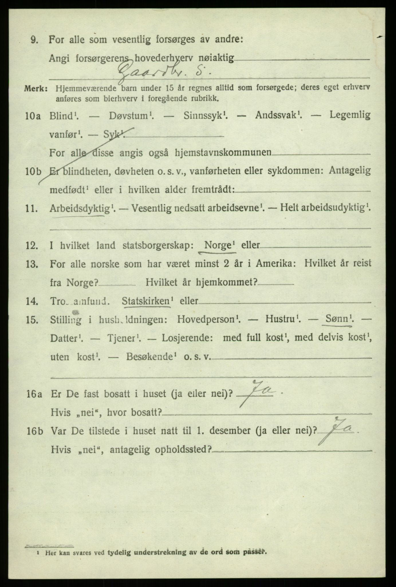 SAB, 1920 census for Os, 1920, p. 8761