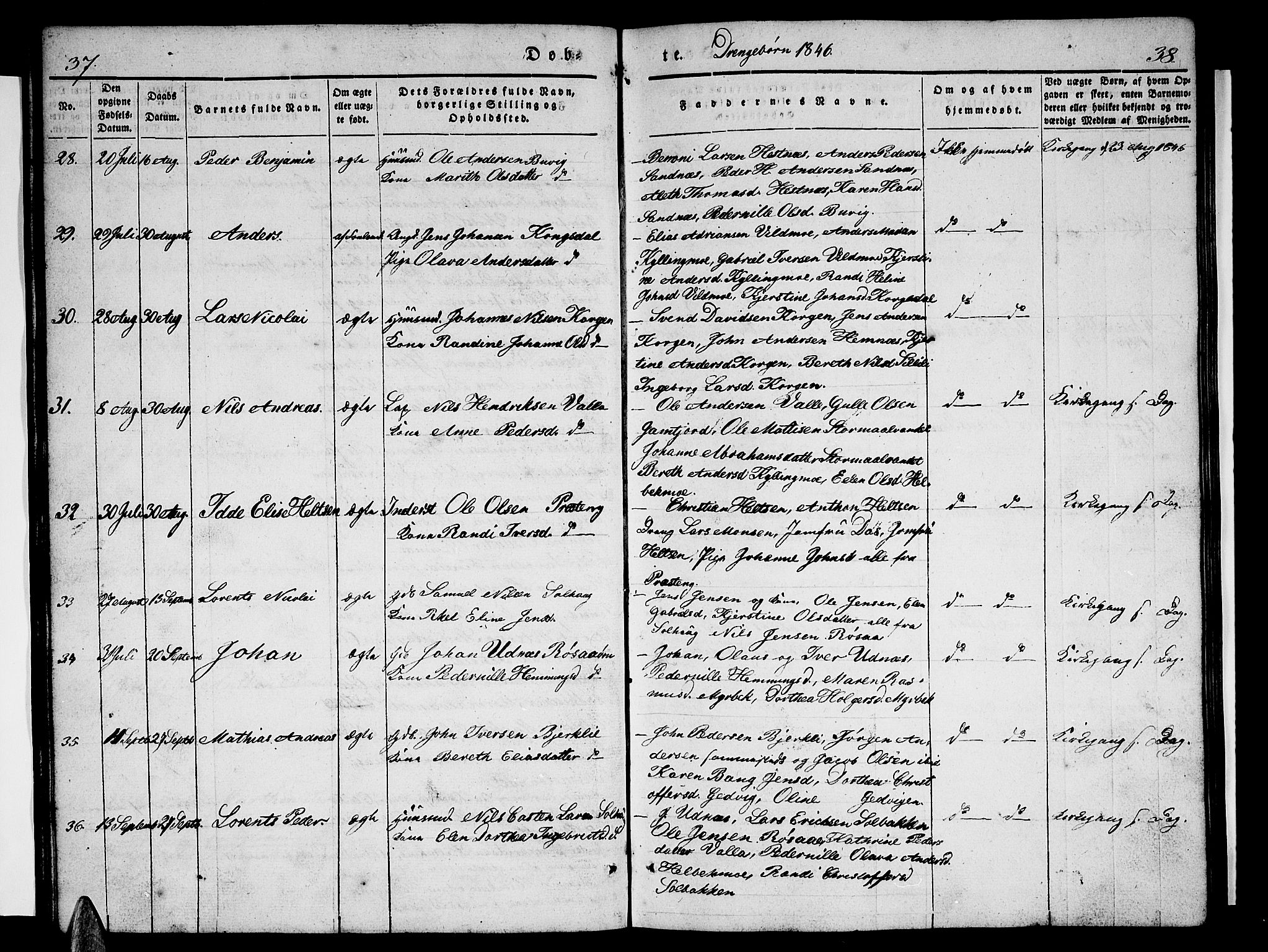 Ministerialprotokoller, klokkerbøker og fødselsregistre - Nordland, AV/SAT-A-1459/825/L0364: Parish register (copy) no. 825C01, 1841-1863, p. 37-38