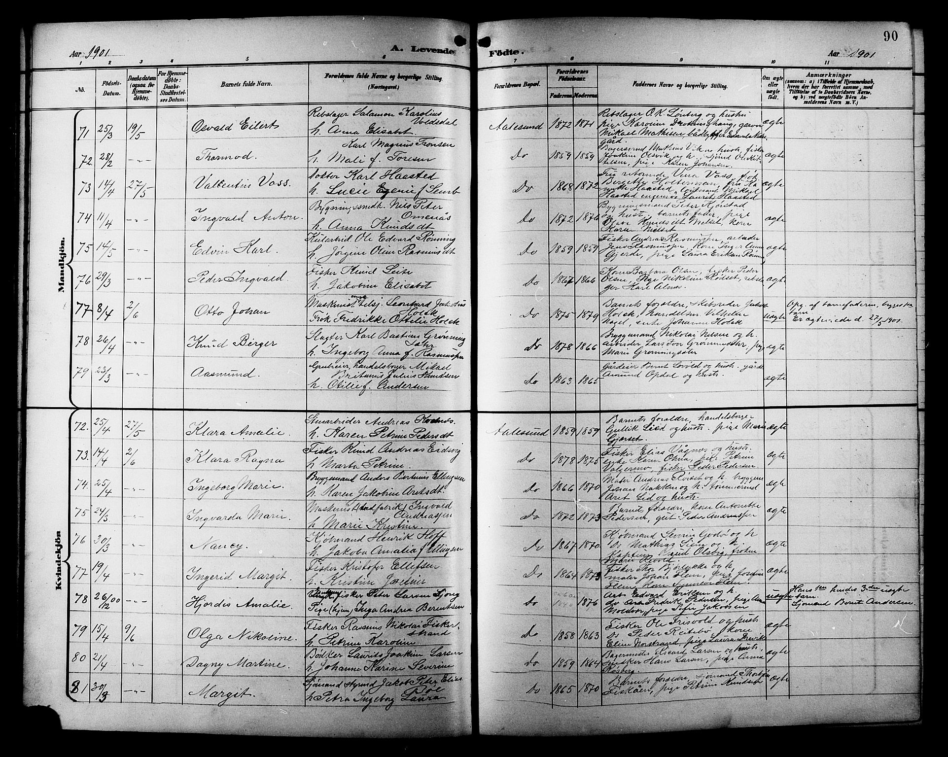 Ministerialprotokoller, klokkerbøker og fødselsregistre - Møre og Romsdal, AV/SAT-A-1454/529/L0468: Parish register (copy) no. 529C05, 1897-1908, p. 90