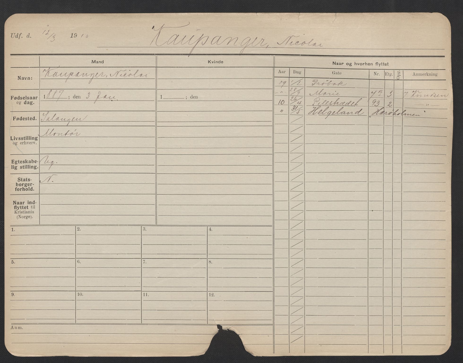 Oslo folkeregister, Registerkort, AV/SAO-A-11715/F/Fa/Fac/L0006: Menn, 1906-1914, p. 178a