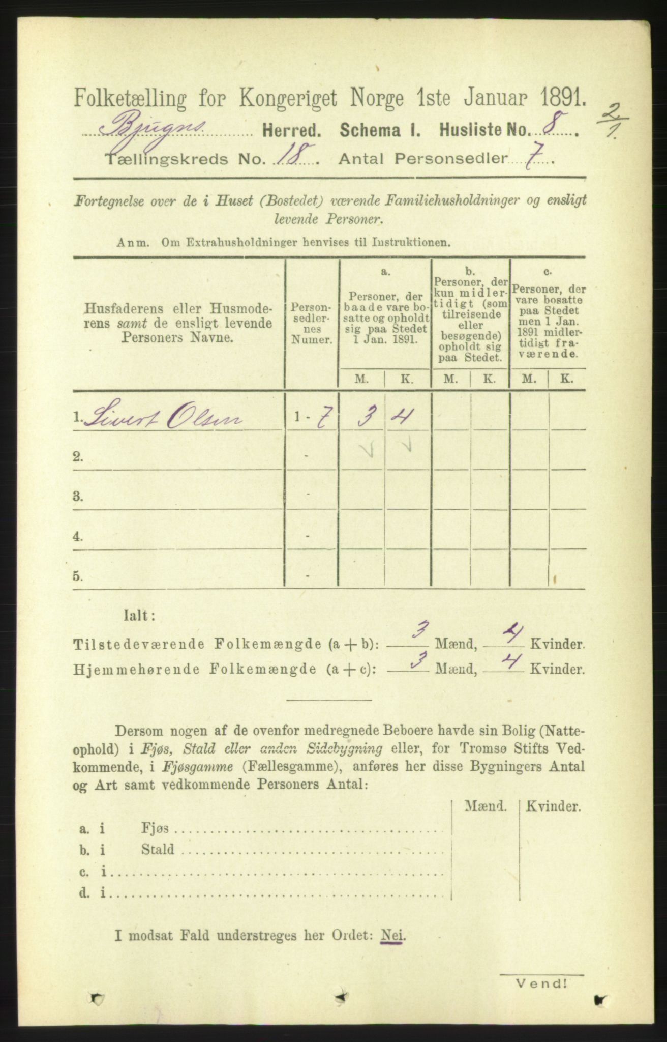 RA, 1891 census for 1627 Bjugn, 1891, p. 4908