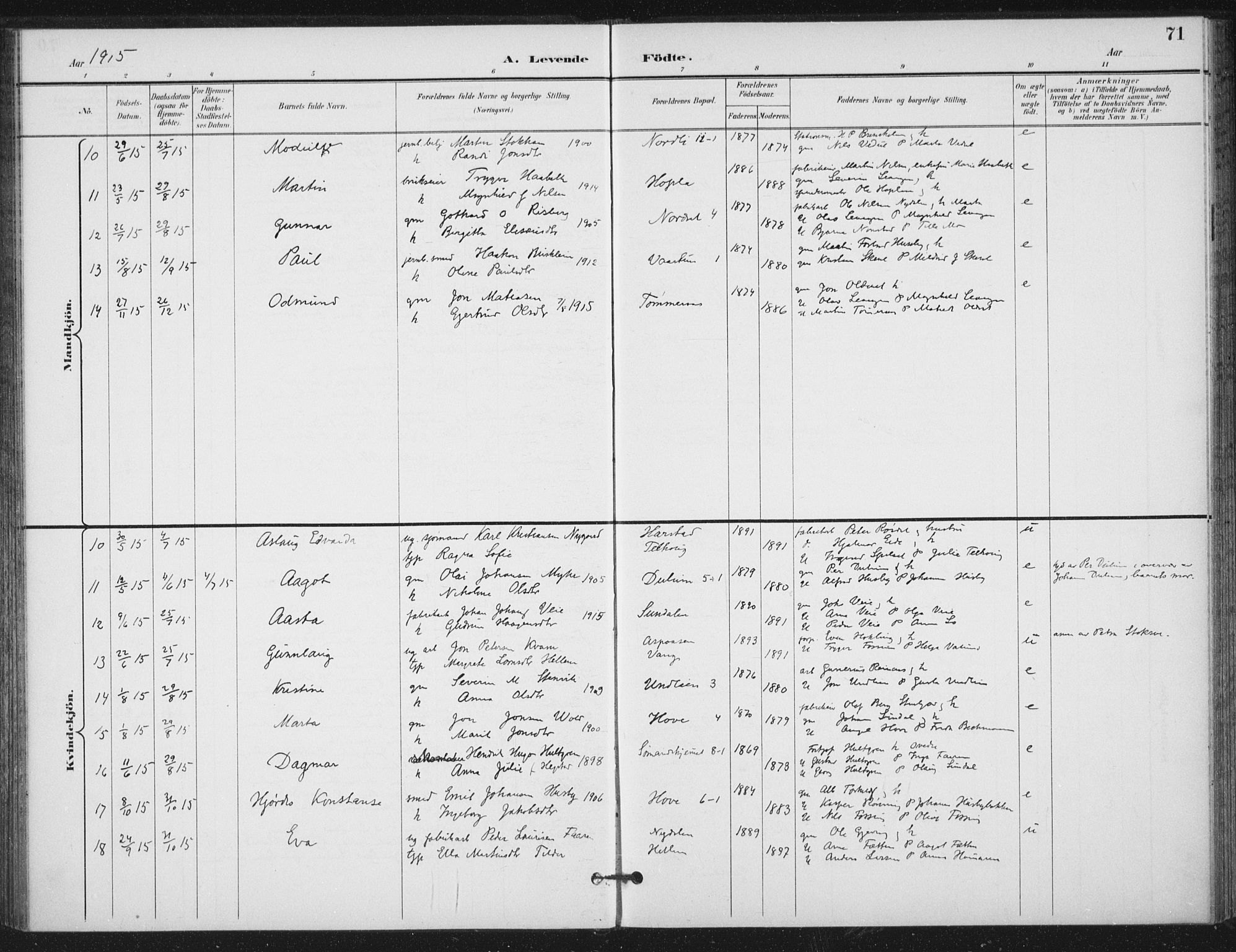 Ministerialprotokoller, klokkerbøker og fødselsregistre - Nord-Trøndelag, AV/SAT-A-1458/714/L0131: Parish register (official) no. 714A02, 1896-1918, p. 71