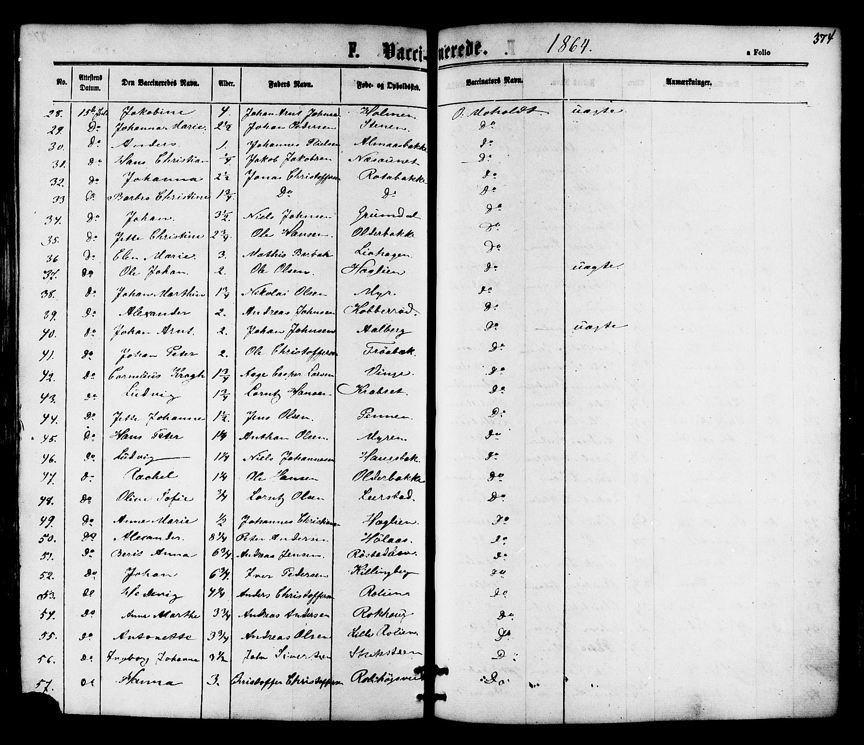 Ministerialprotokoller, klokkerbøker og fødselsregistre - Nord-Trøndelag, SAT/A-1458/701/L0009: Parish register (official) no. 701A09 /1, 1864-1882, p. 374