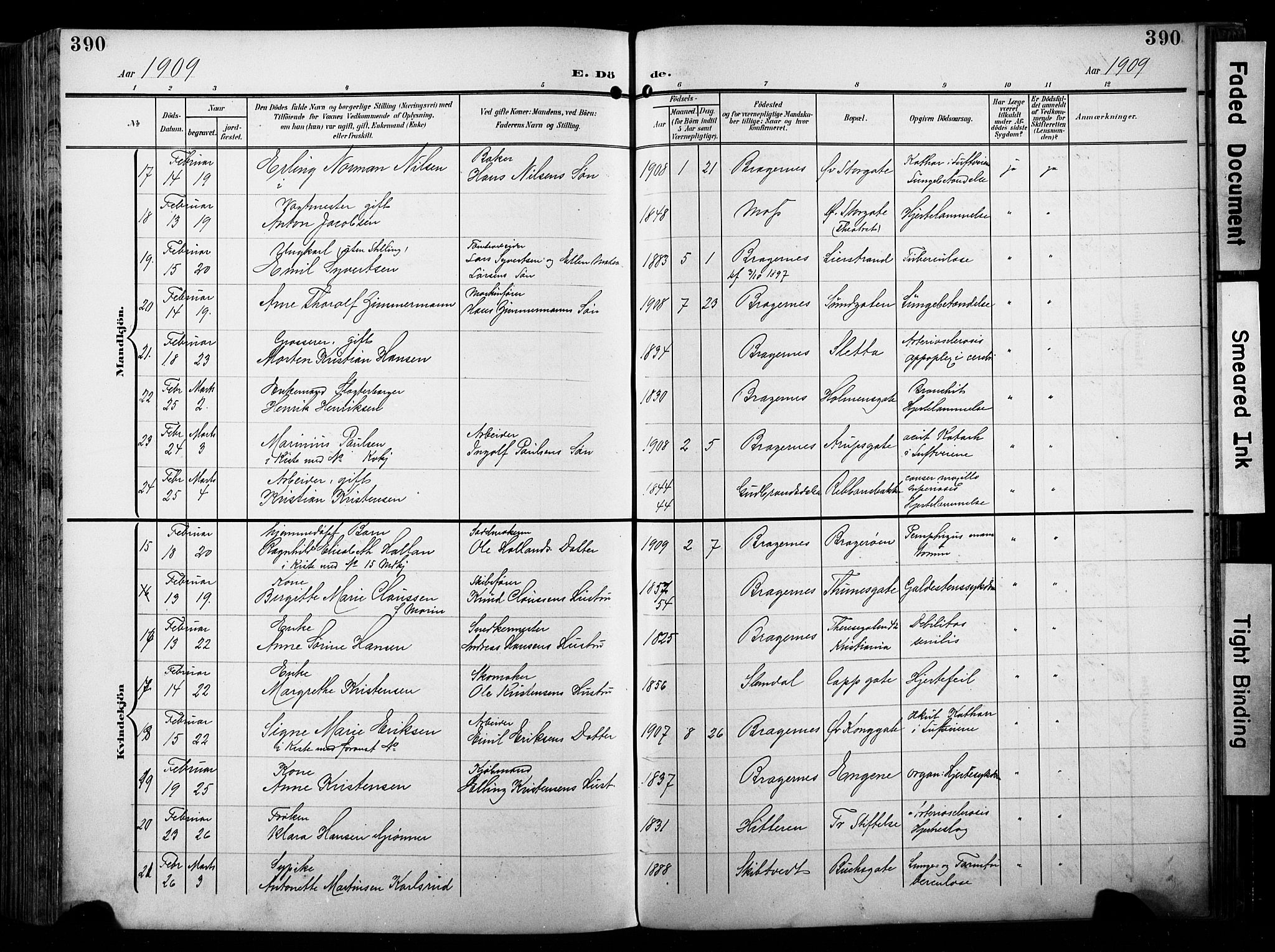 Bragernes kirkebøker, AV/SAKO-A-6/F/Fb/L0009: Parish register (official) no. II 9, 1902-1911, p. 390