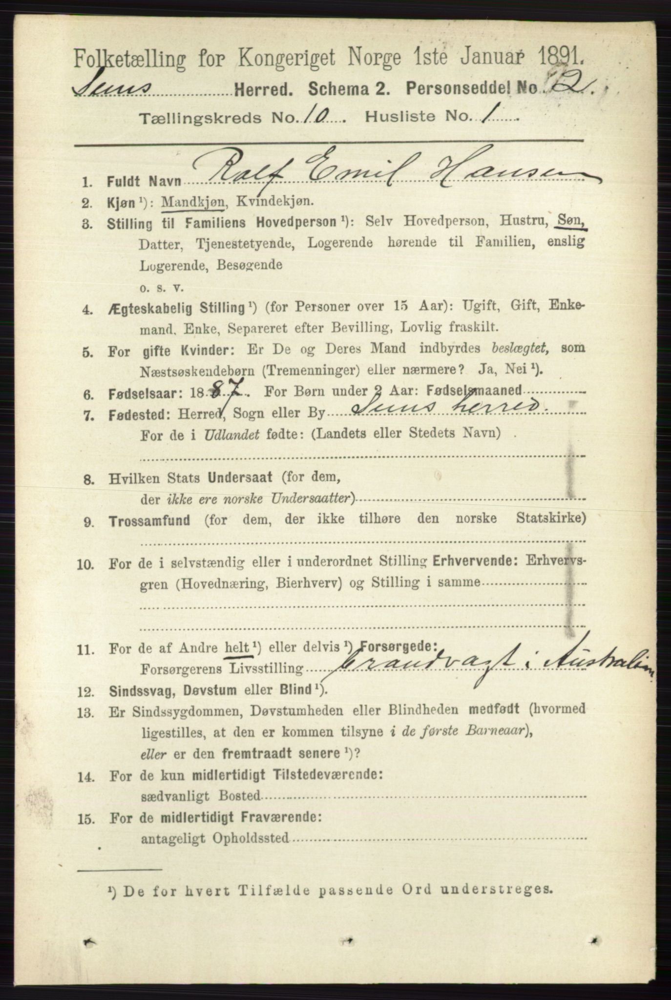 RA, 1891 census for 0721 Sem, 1891, p. 4800