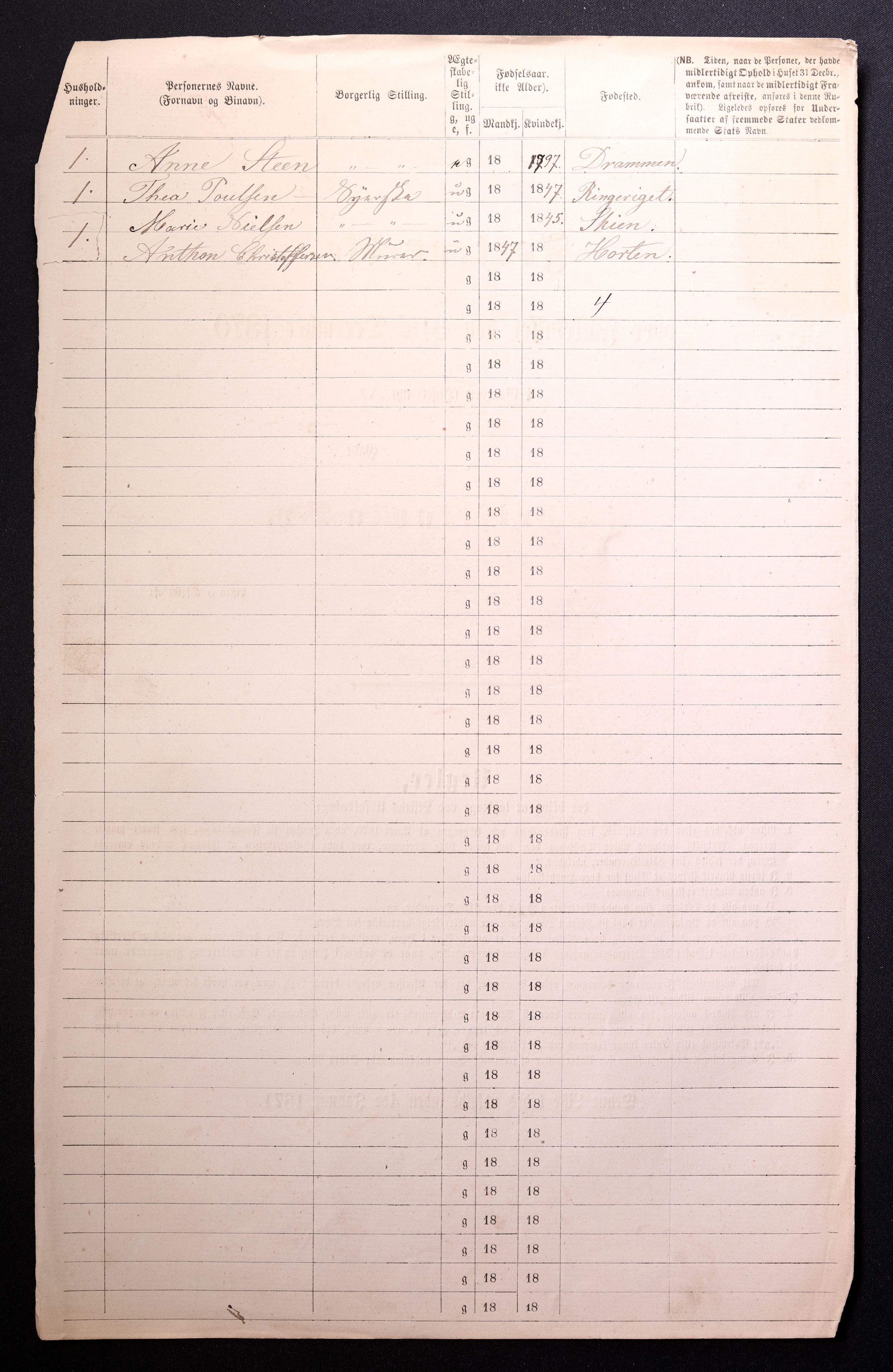 RA, 1870 census for 0301 Kristiania, 1870, p. 1520