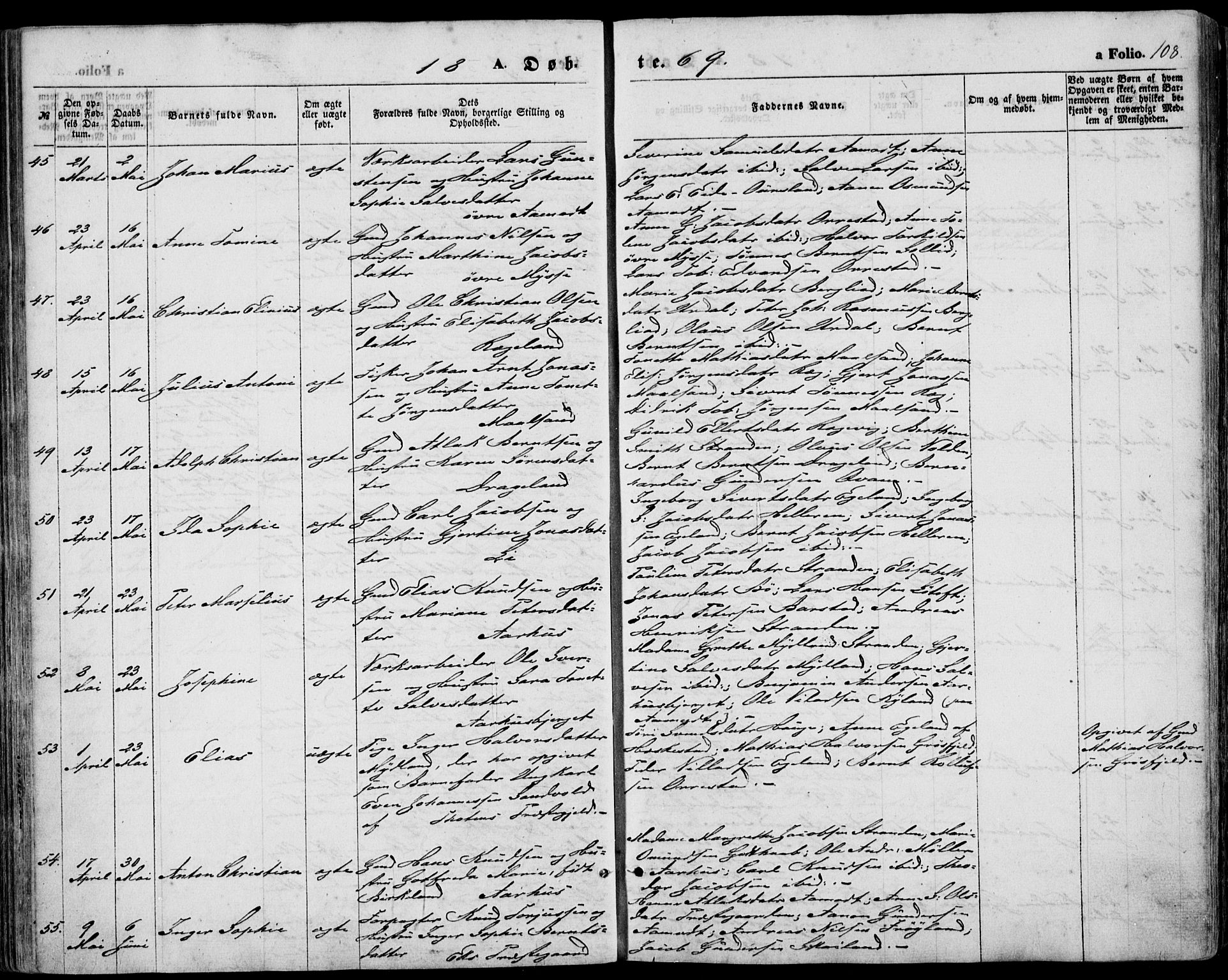 Sokndal sokneprestkontor, AV/SAST-A-101808: Parish register (official) no. A 9, 1857-1874, p. 108