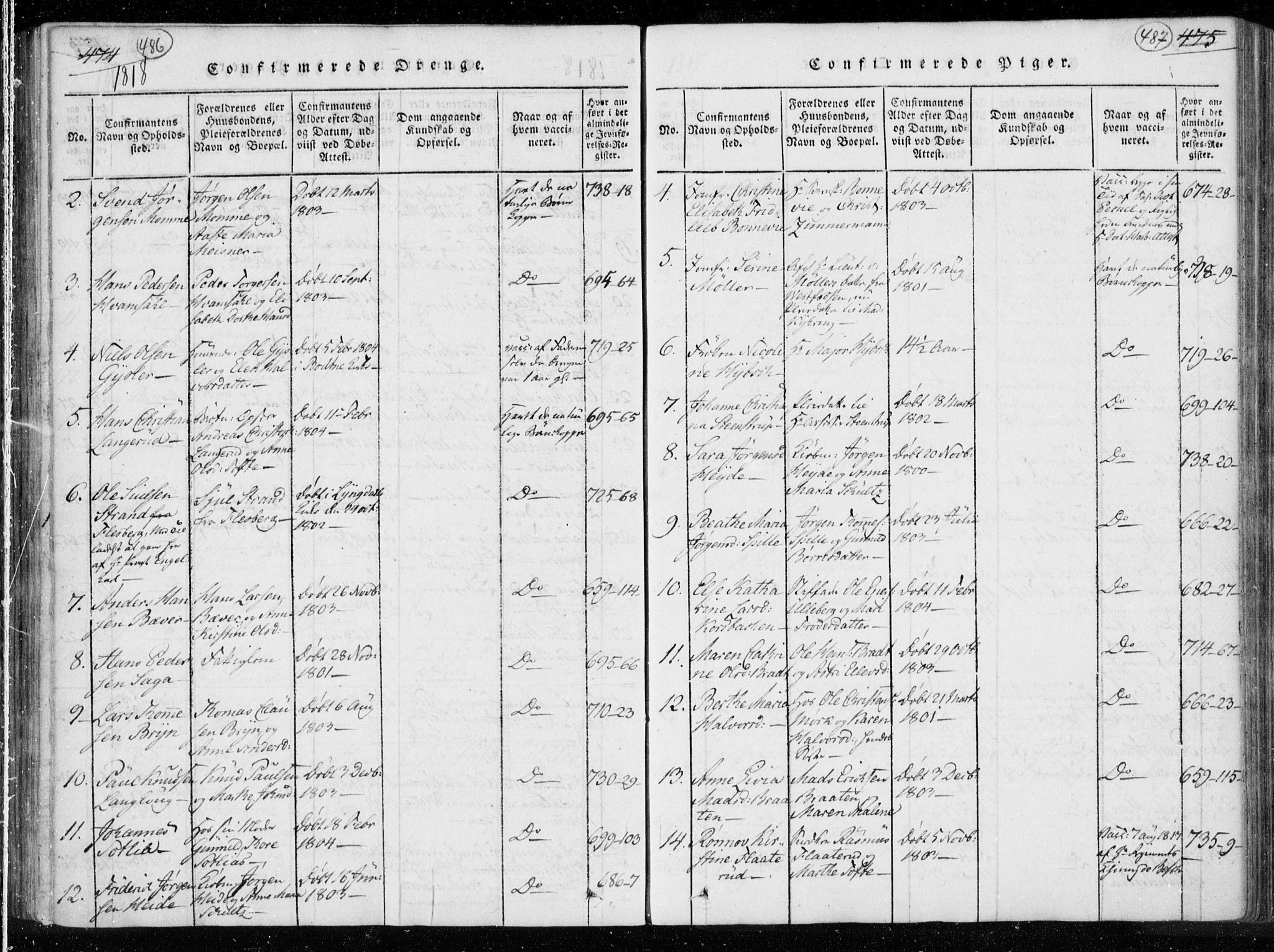 Kongsberg kirkebøker, AV/SAKO-A-22/F/Fa/L0008: Parish register (official) no. I 8, 1816-1839, p. 486-487