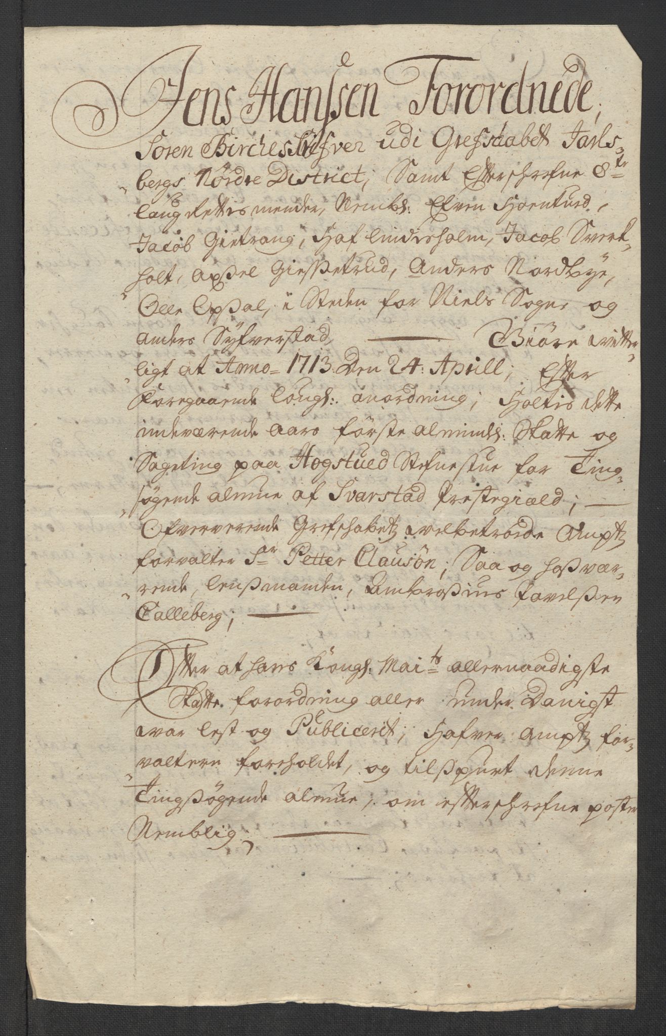 Rentekammeret inntil 1814, Reviderte regnskaper, Fogderegnskap, AV/RA-EA-4092/R32/L1878: Fogderegnskap Jarlsberg grevskap, 1713, p. 138