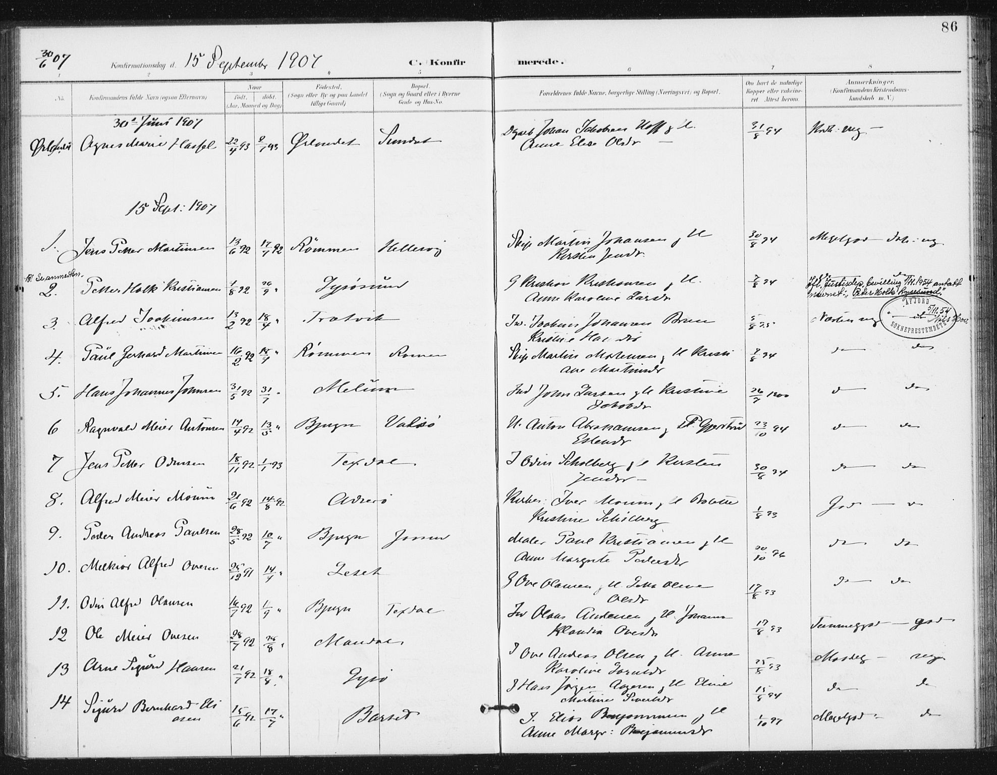 Ministerialprotokoller, klokkerbøker og fødselsregistre - Sør-Trøndelag, SAT/A-1456/654/L0664: Parish register (official) no. 654A02, 1895-1907, p. 86
