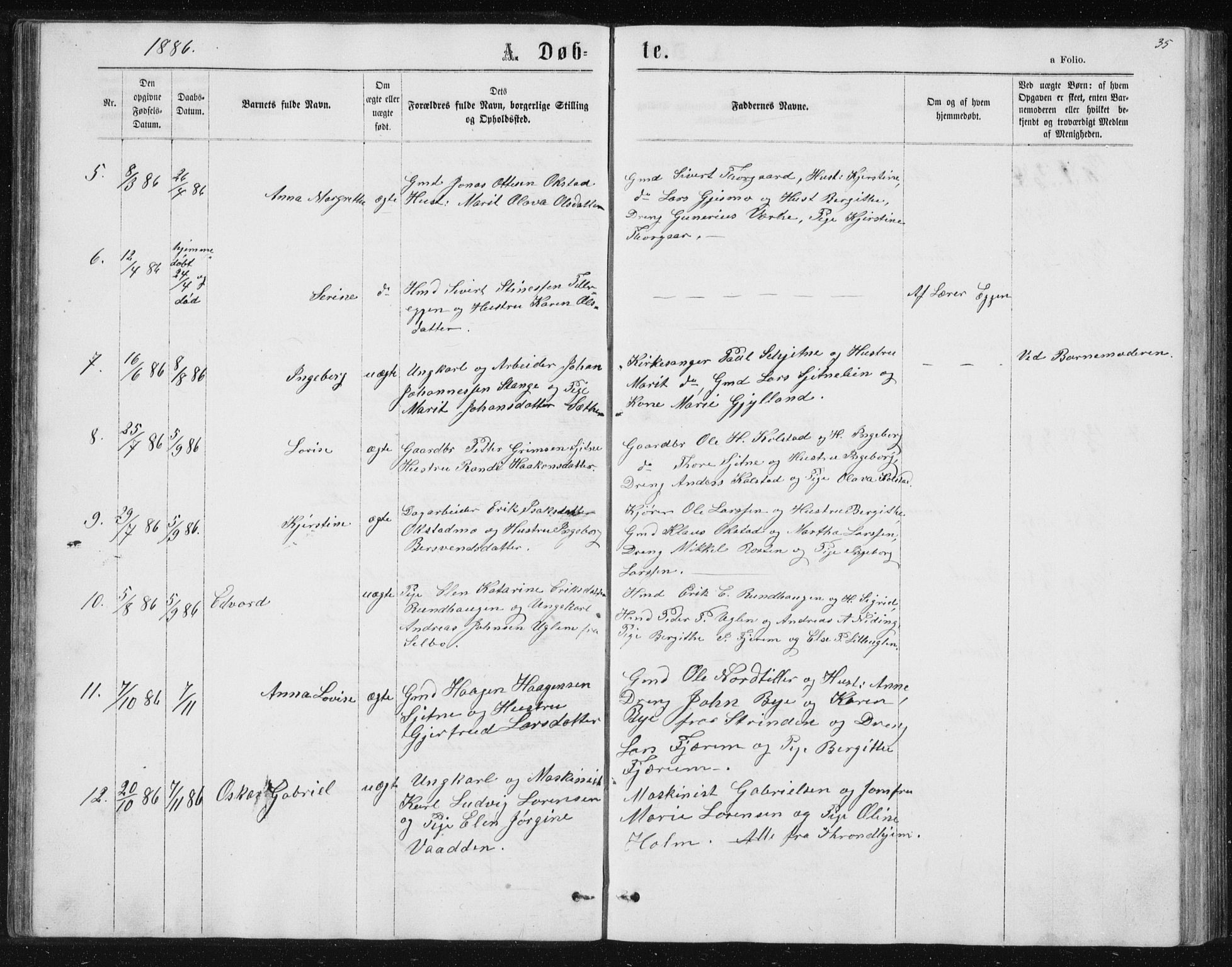 Ministerialprotokoller, klokkerbøker og fødselsregistre - Sør-Trøndelag, SAT/A-1456/621/L0459: Parish register (copy) no. 621C02, 1866-1895, p. 35