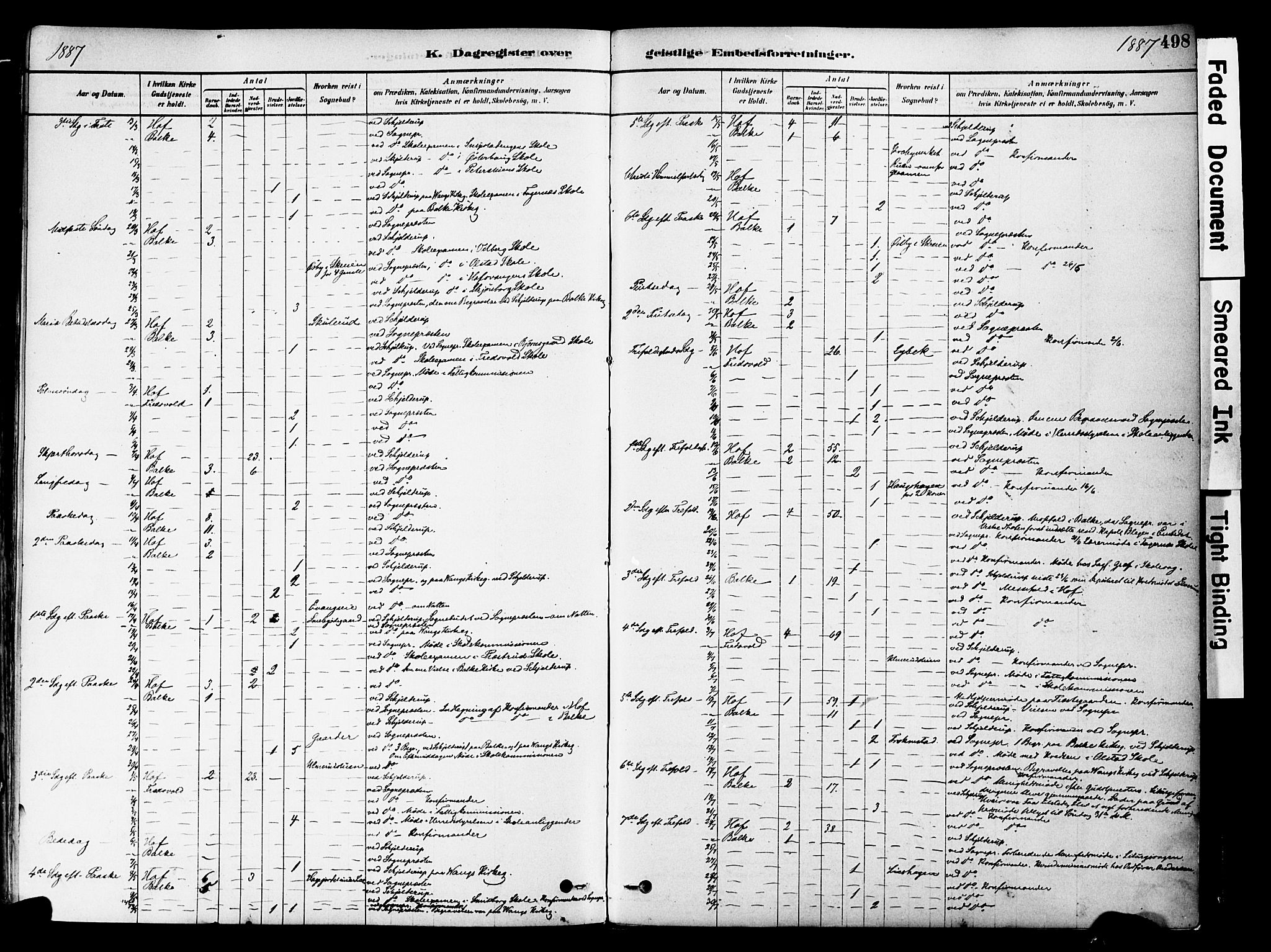 Østre Toten prestekontor, SAH/PREST-104/H/Ha/Haa/L0006: Parish register (official) no. 6 /1, 1878-1896, p. 498