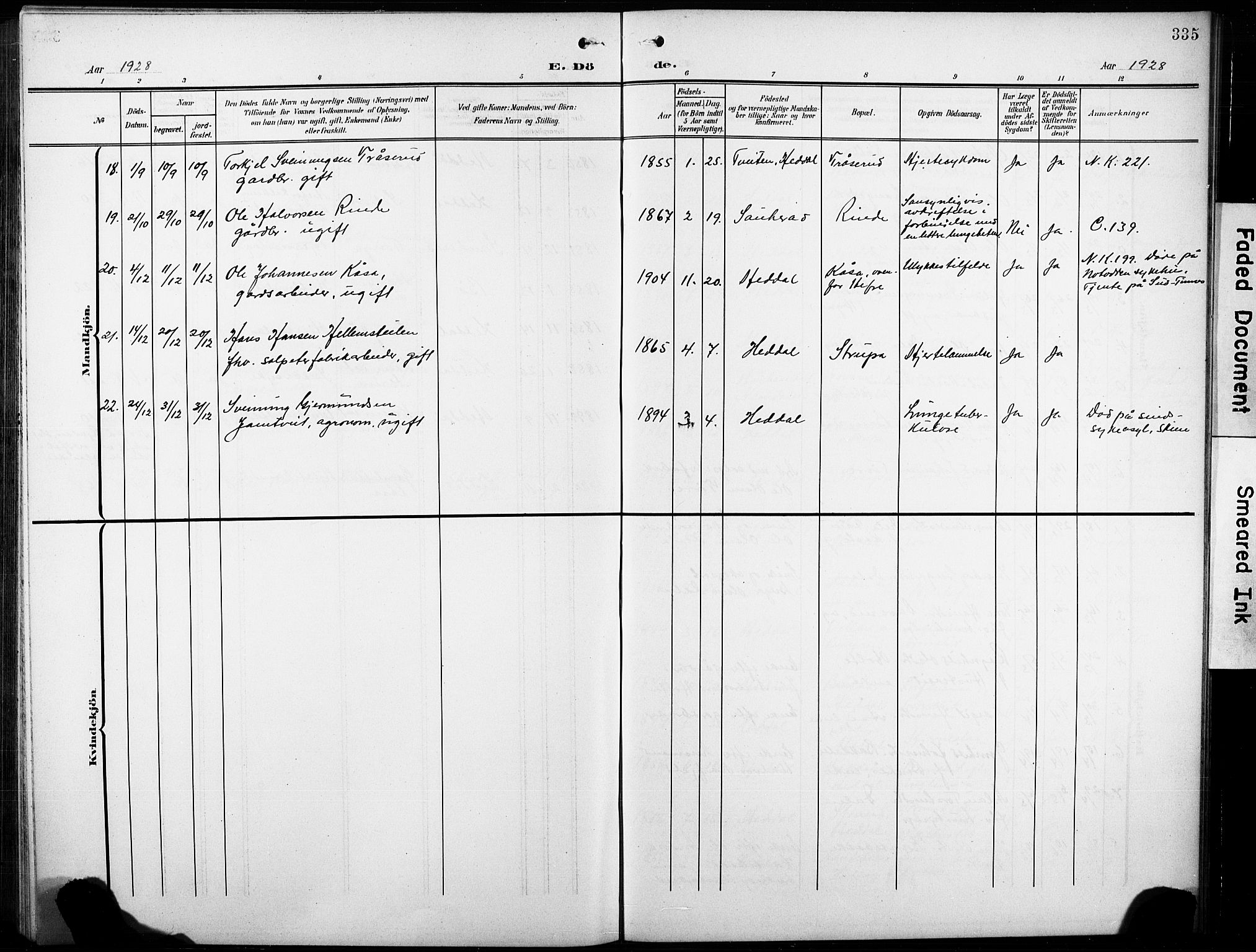 Heddal kirkebøker, AV/SAKO-A-268/G/Ga/L0003: Parish register (copy) no. I 3, 1908-1932, p. 335