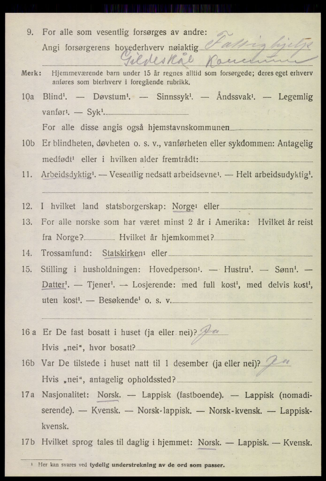 SAT, 1920 census for Gildeskål, 1920, p. 10169