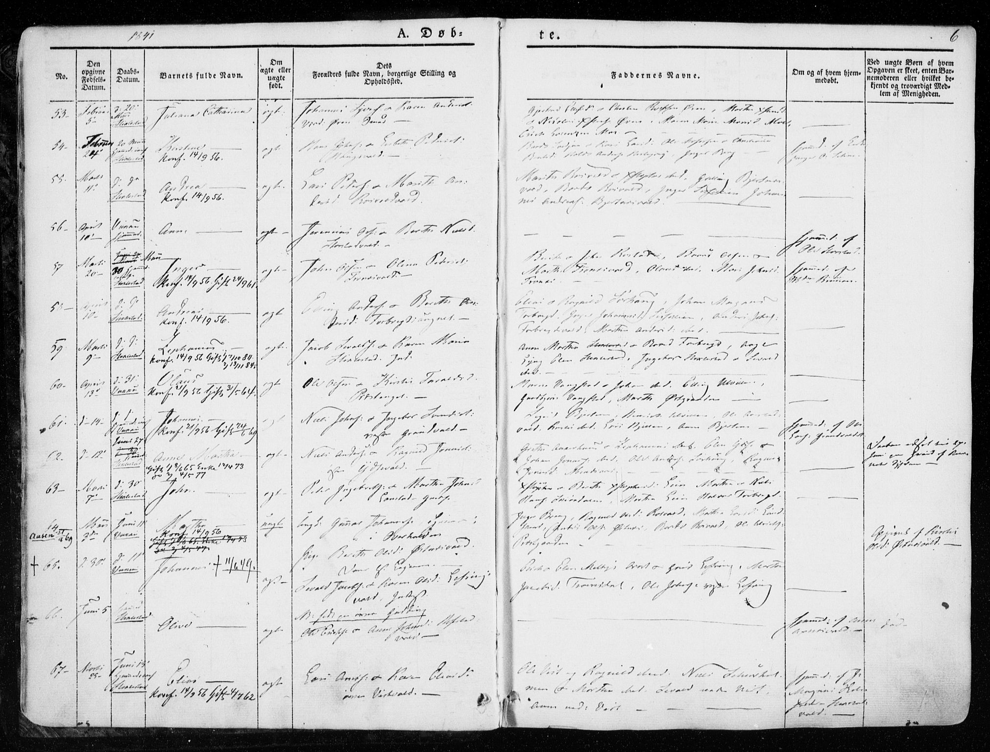 Ministerialprotokoller, klokkerbøker og fødselsregistre - Nord-Trøndelag, AV/SAT-A-1458/723/L0239: Parish register (official) no. 723A08, 1841-1851, p. 6