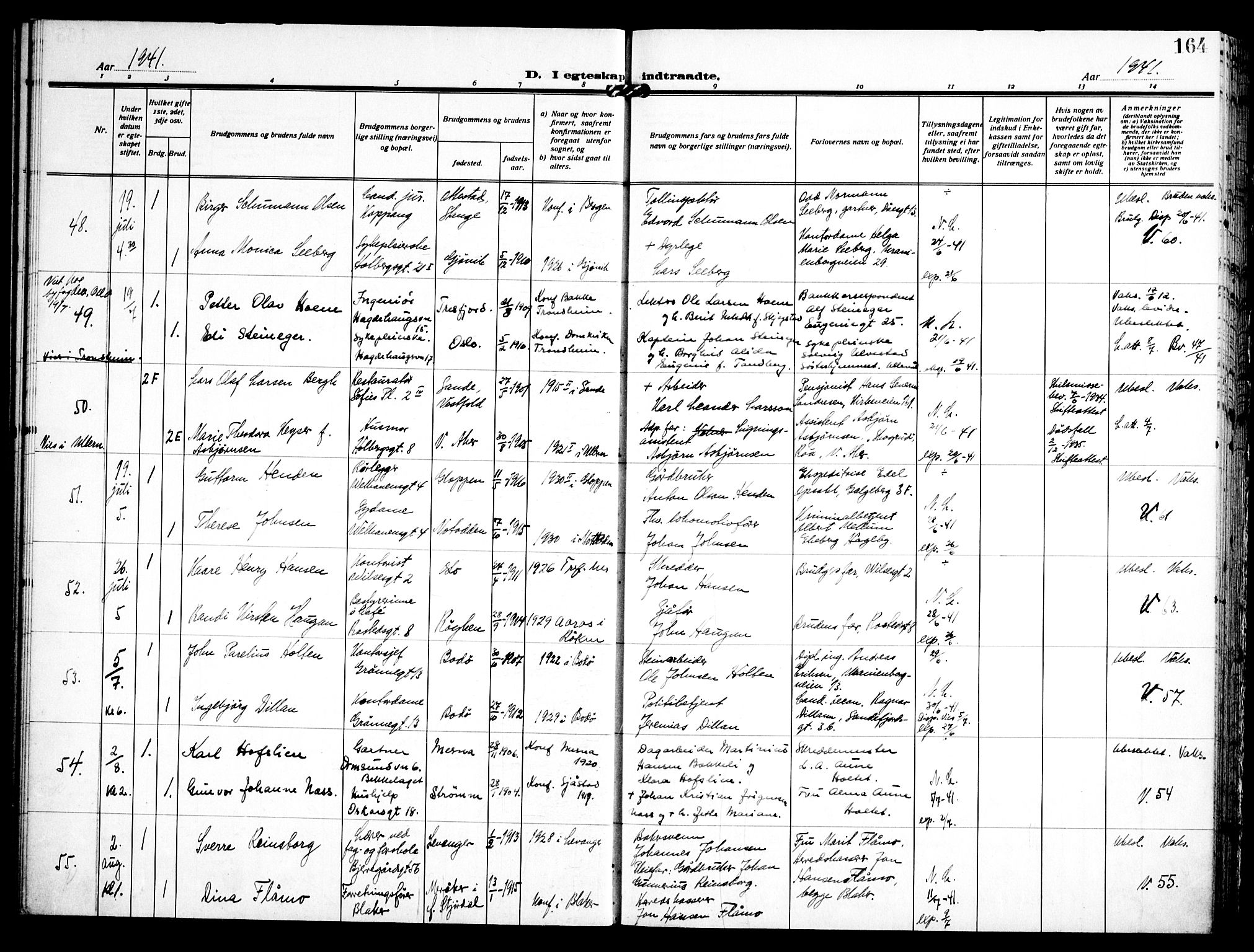 Trefoldighet prestekontor Kirkebøker, AV/SAO-A-10882/H/Ha/L0005: Banns register no. 5, 1932-1952, p. 164