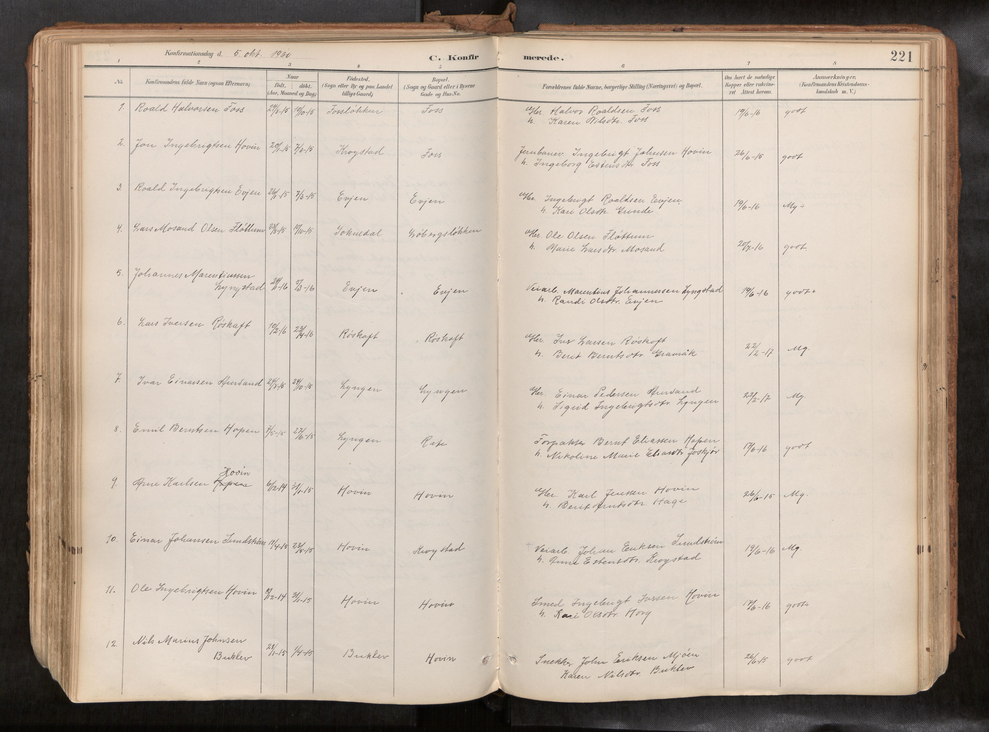 Ministerialprotokoller, klokkerbøker og fødselsregistre - Sør-Trøndelag, SAT/A-1456/692/L1105b: Parish register (official) no. 692A06, 1891-1934, p. 221