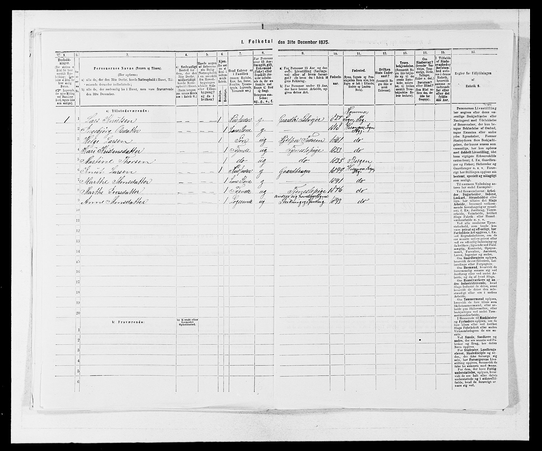 SAB, 1875 census for 1253P Hosanger, 1875, p. 706