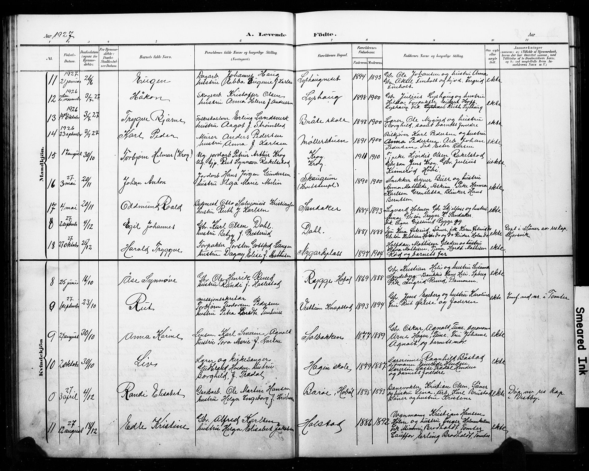 Hobøl prestekontor Kirkebøker, AV/SAO-A-2002/G/Gb/L0001: Parish register (copy) no. II 1, 1905-1929