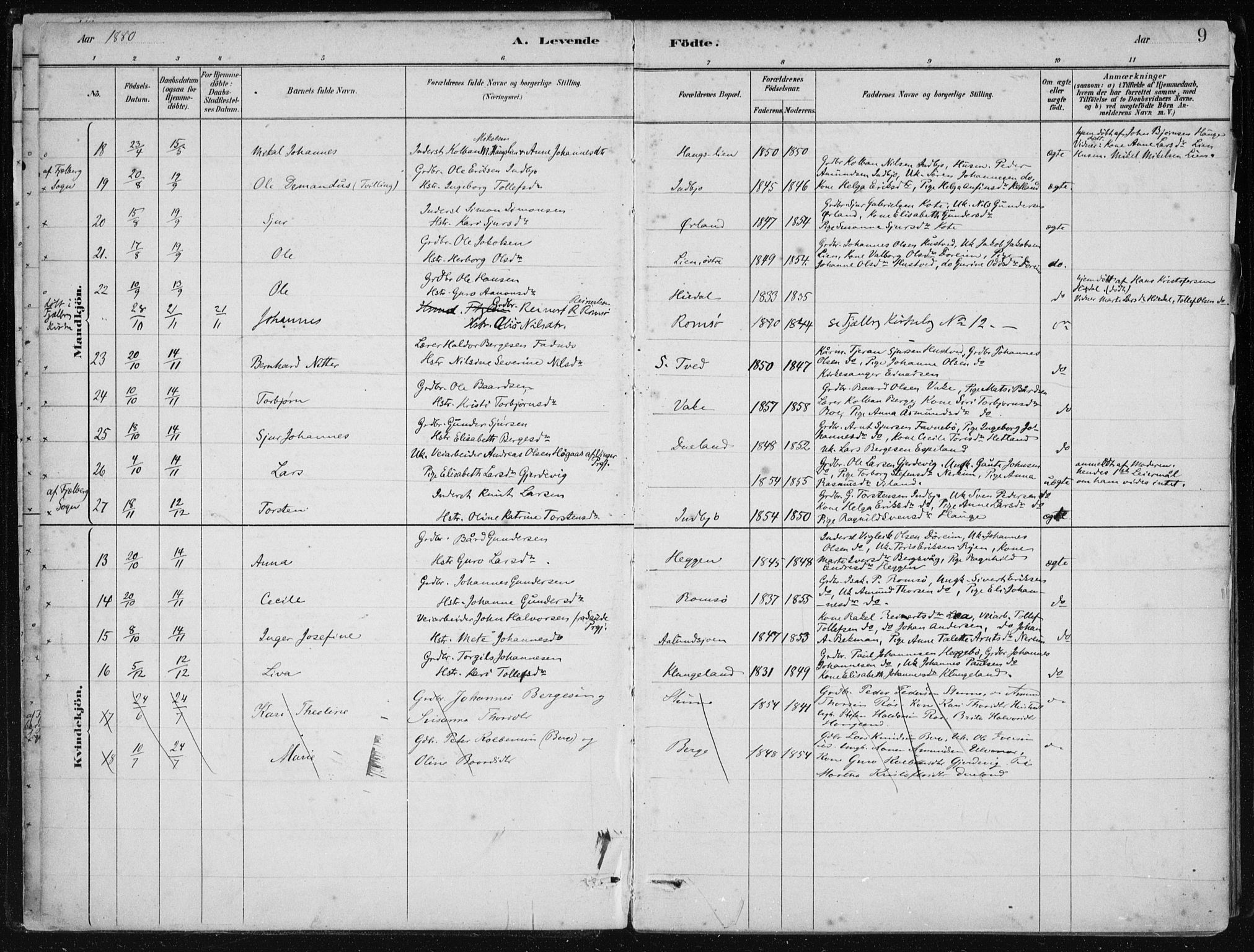 Fjelberg sokneprestembete, AV/SAB-A-75201/H/Haa: Parish register (official) no. D 1, 1879-1918, p. 9