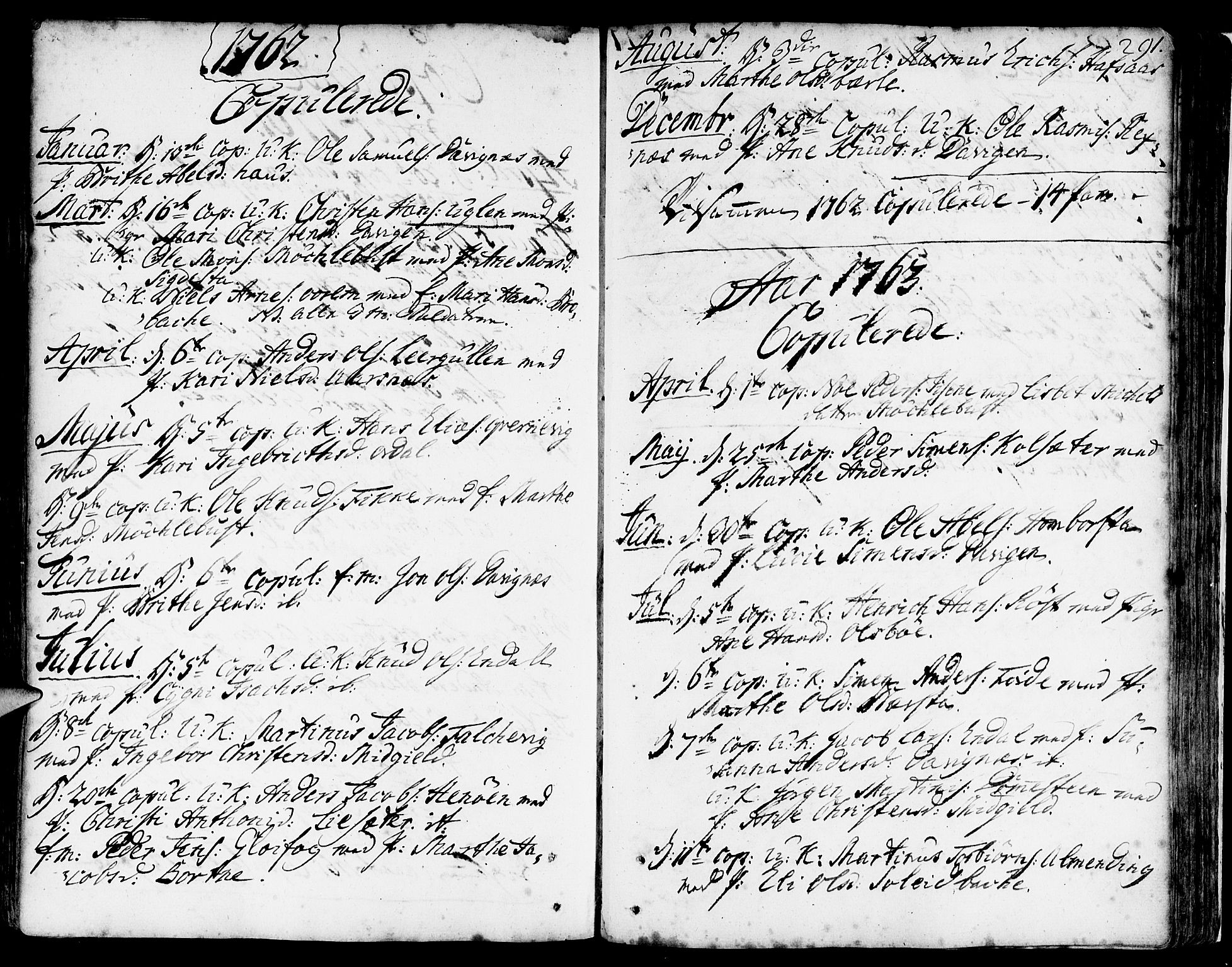Davik sokneprestembete, SAB/A-79701/H/Haa/Haaa/L0002: Parish register (official) no. A 2, 1742-1816, p. 291
