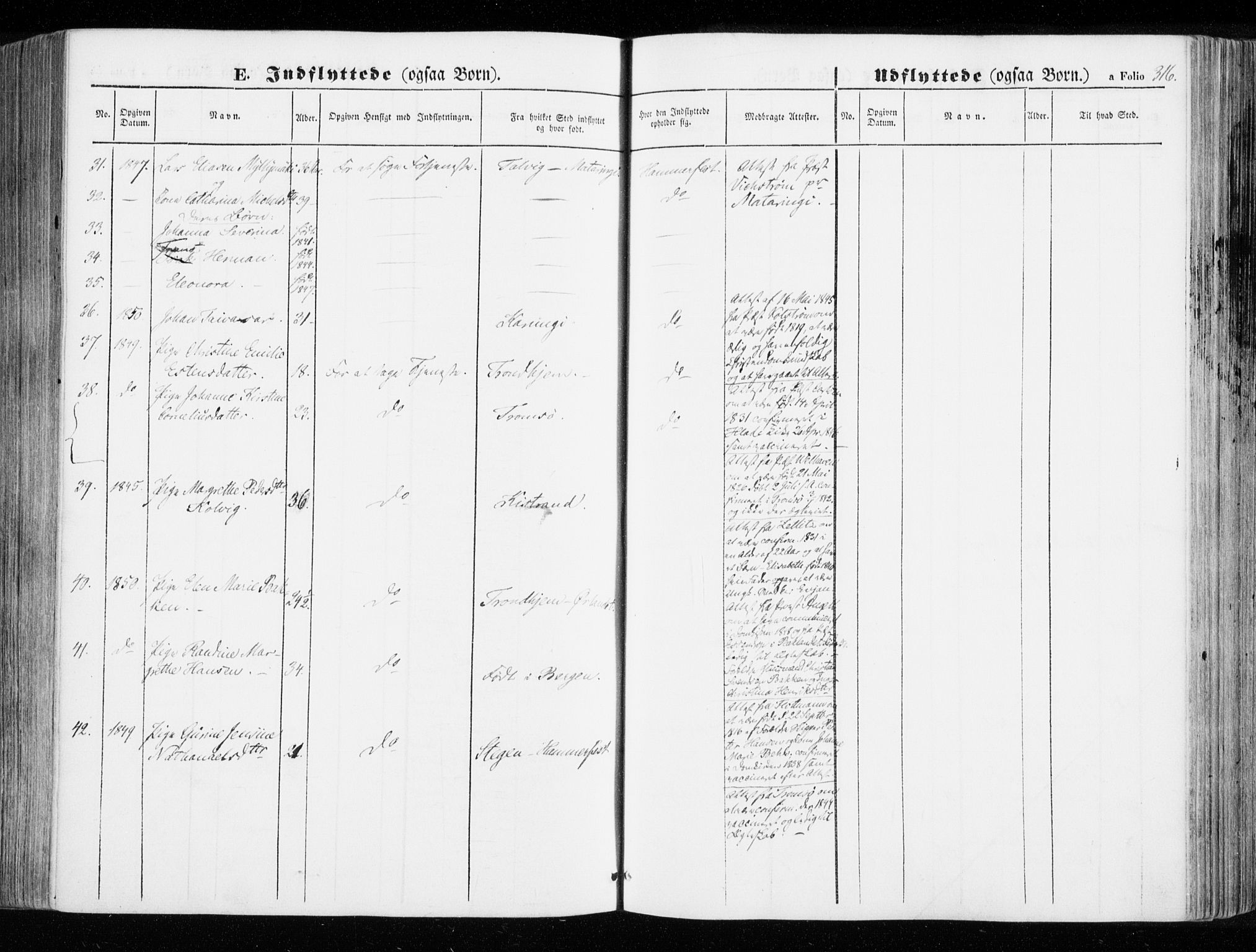 Hammerfest sokneprestkontor, SATØ/S-1347/H/Ha/L0004.kirke: Parish register (official) no. 4, 1843-1856, p. 316