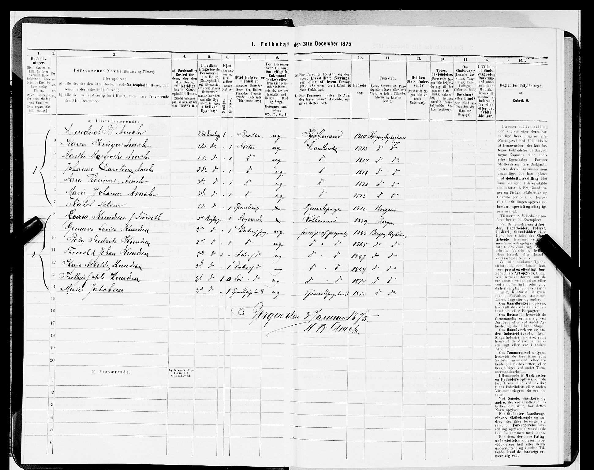 SAB, 1875 census for 1301 Bergen, 1875, p. 810