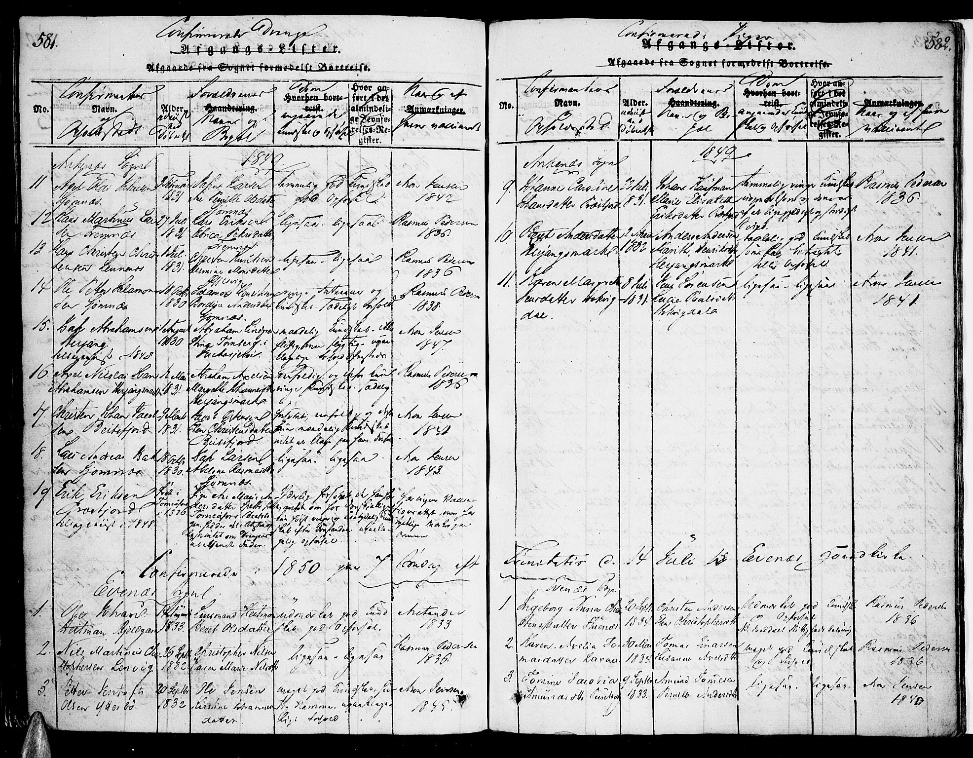 Ministerialprotokoller, klokkerbøker og fødselsregistre - Nordland, AV/SAT-A-1459/863/L0894: Parish register (official) no. 863A06, 1821-1851, p. 581-582