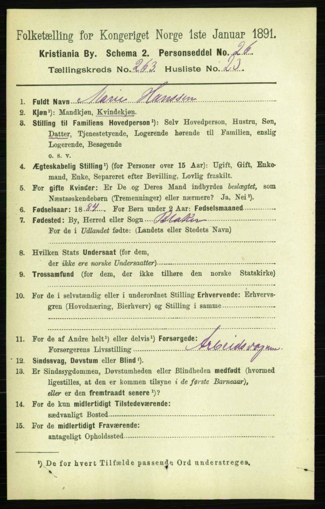 RA, 1891 census for 0301 Kristiania, 1891, p. 159967
