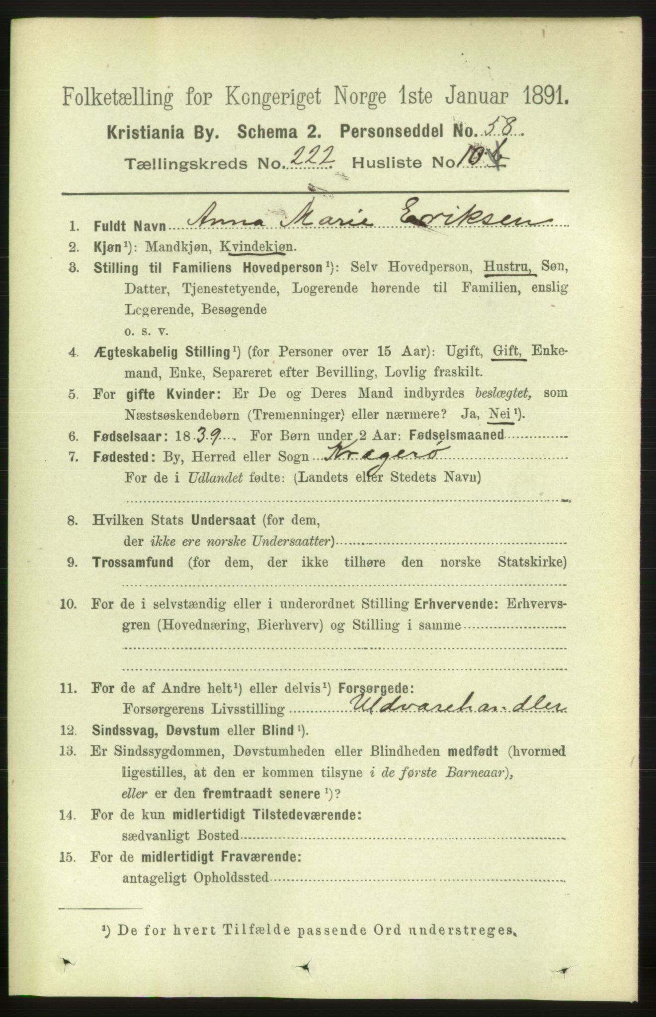 RA, 1891 census for 0301 Kristiania, 1891, p. 133457