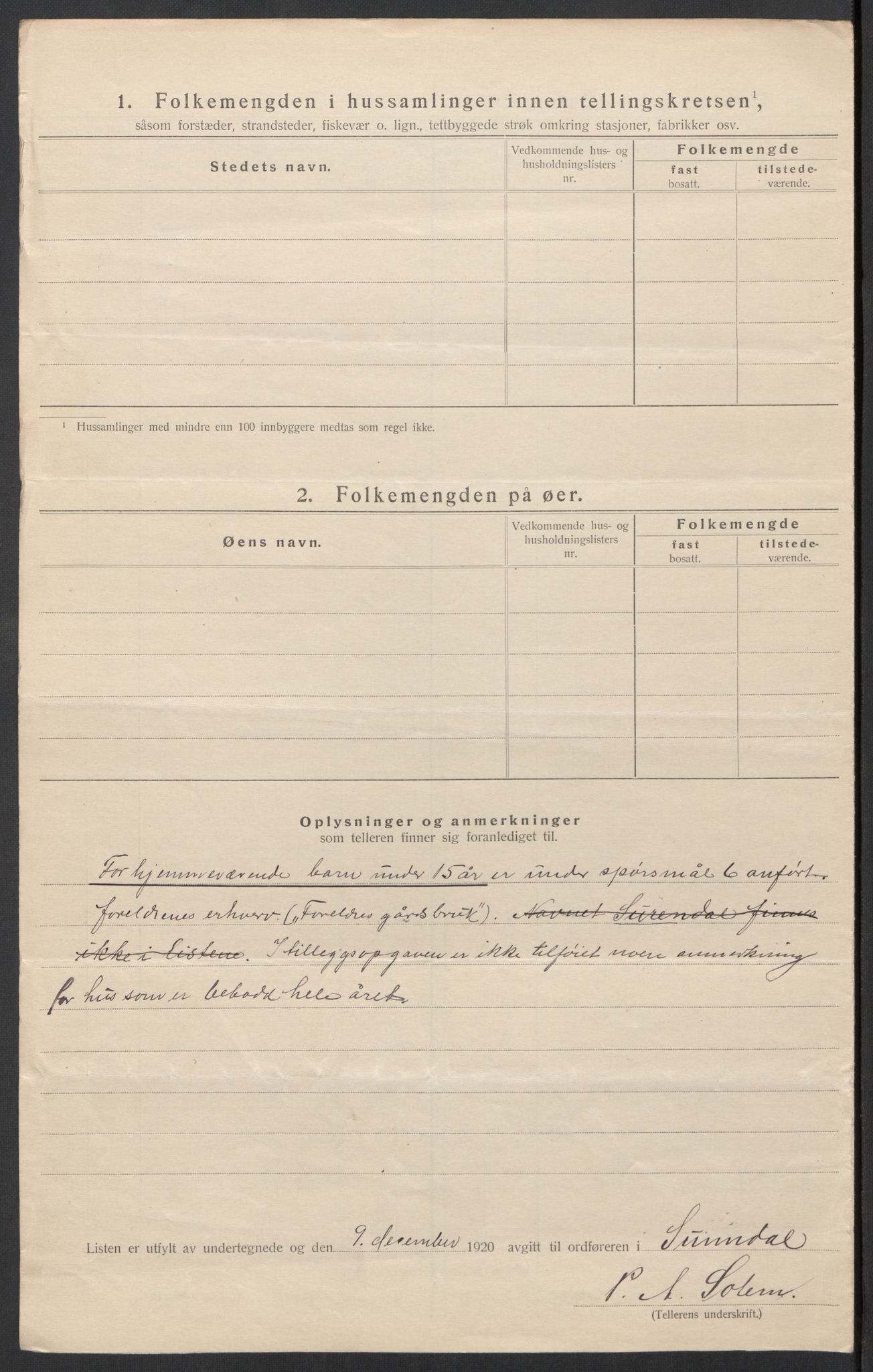 SAT, 1920 census for Sunndal, 1920, p. 32