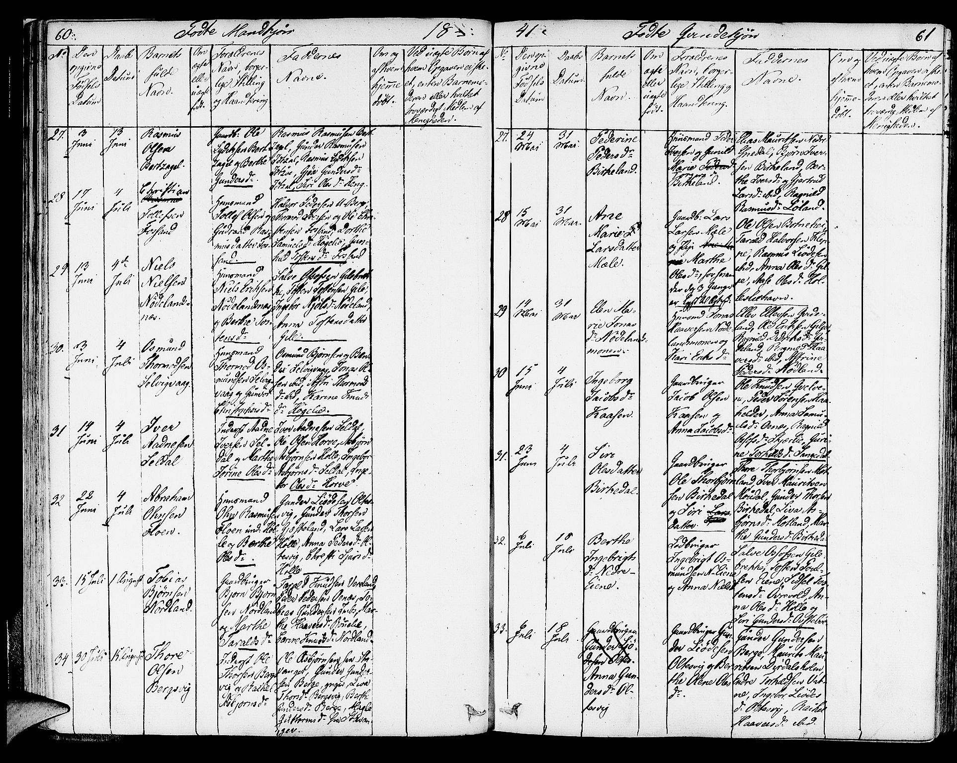 Strand sokneprestkontor, AV/SAST-A-101828/H/Ha/Haa/L0005: Parish register (official) no. A 5, 1833-1854, p. 60-61