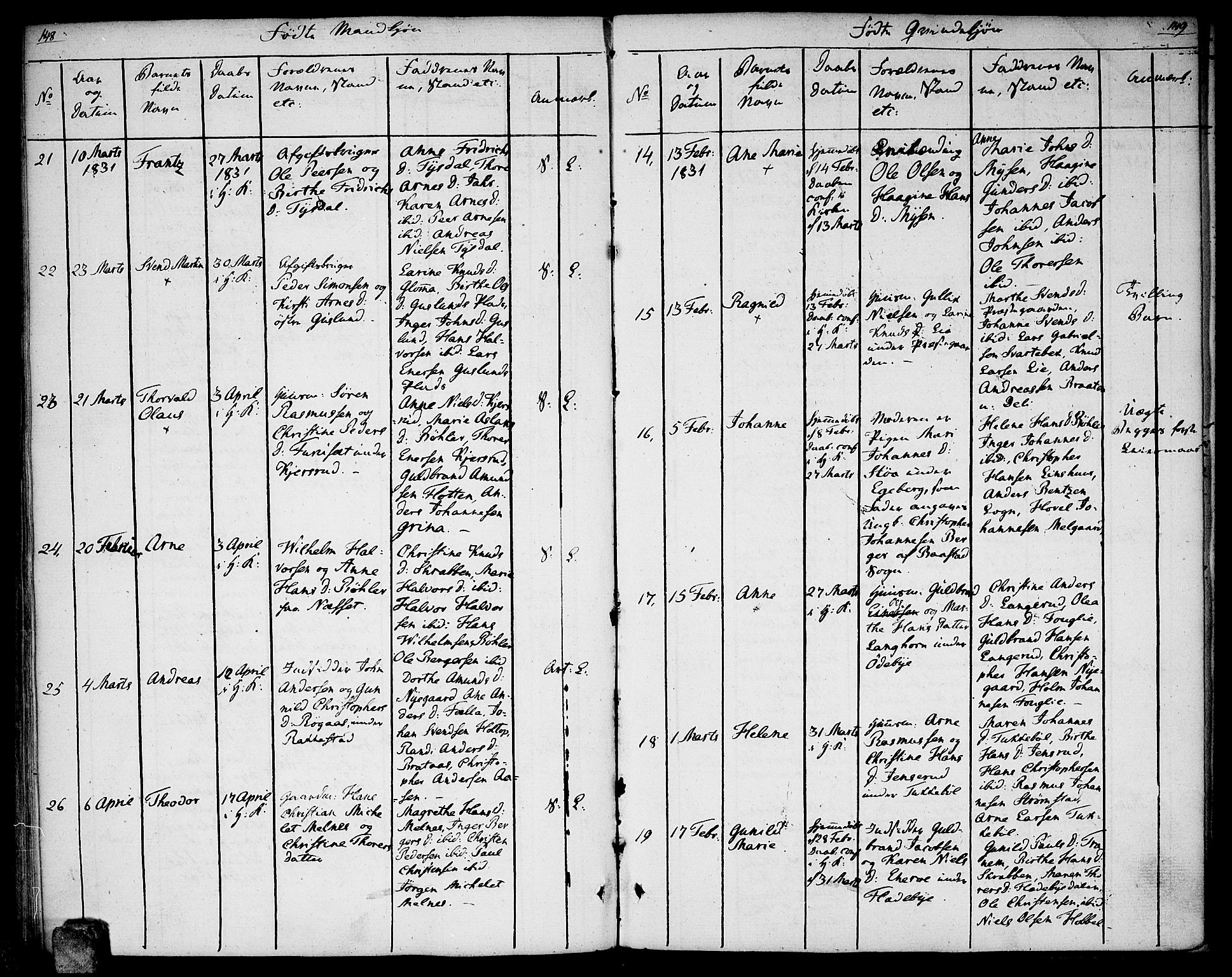 Enebakk prestekontor Kirkebøker, AV/SAO-A-10171c/F/Fa/L0007: Parish register (official) no. I 7, 1823-1832, p. 148-149