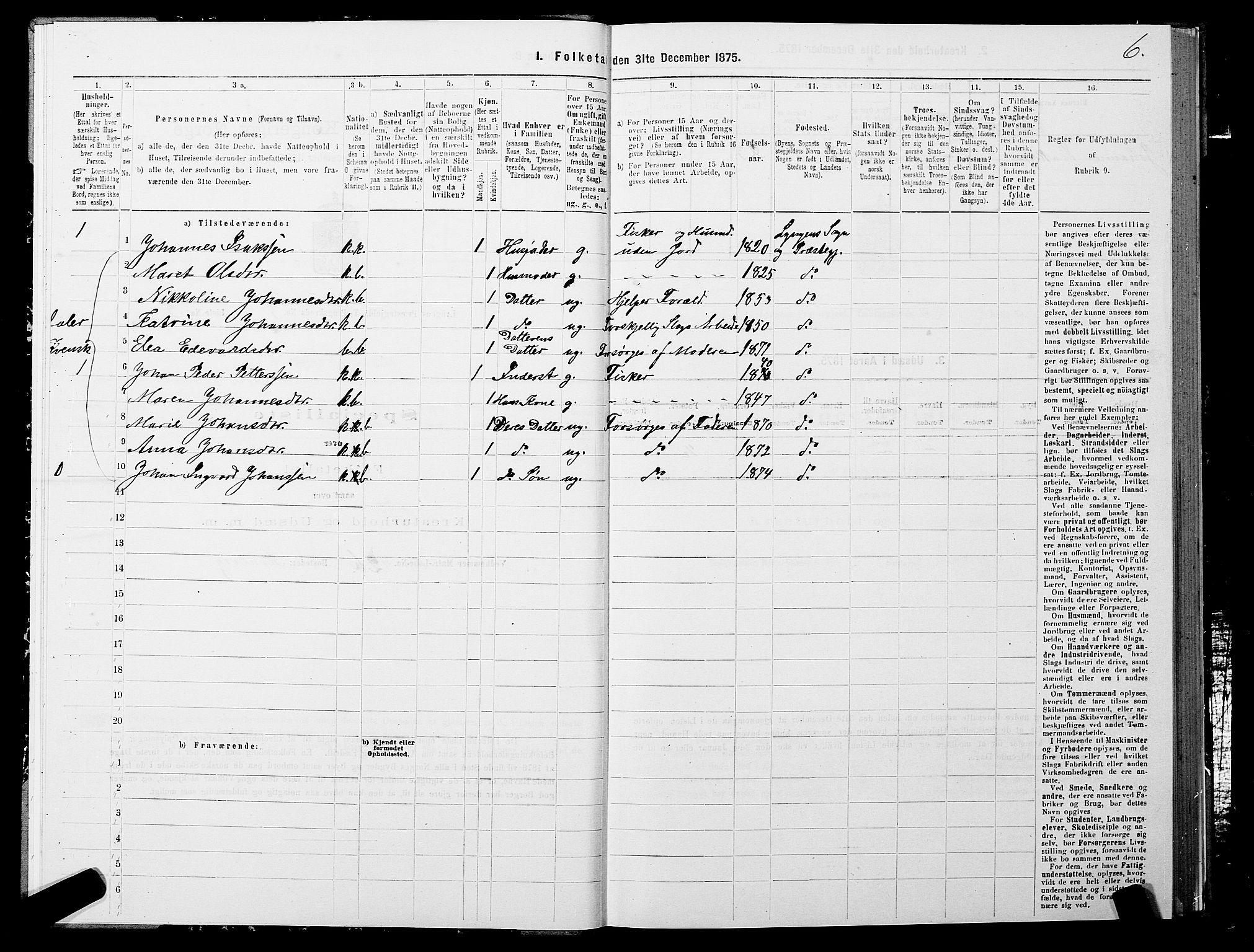 SATØ, 1875 census for 1938P Lyngen, 1875, p. 3006