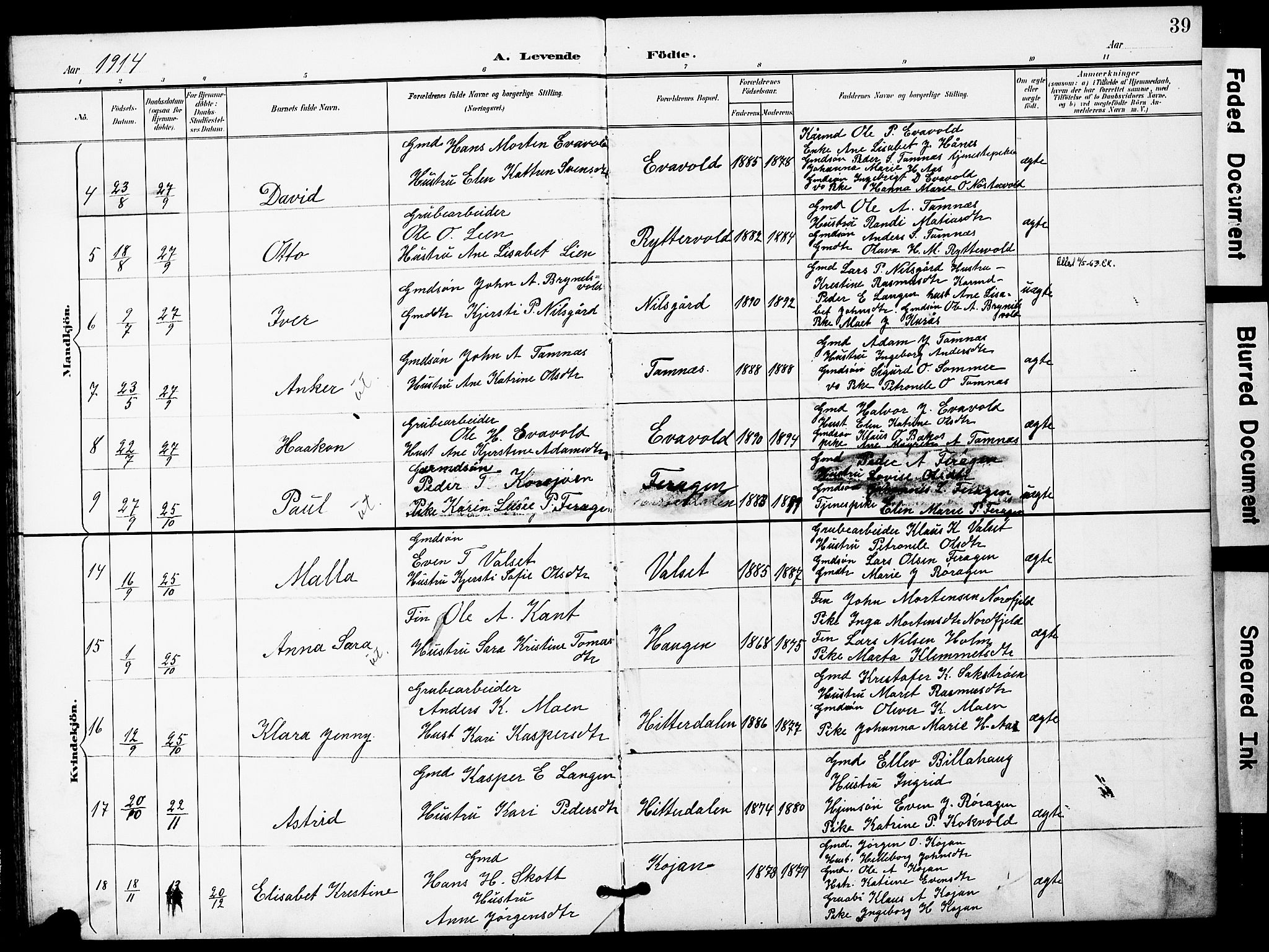 Ministerialprotokoller, klokkerbøker og fødselsregistre - Sør-Trøndelag, AV/SAT-A-1456/683/L0950: Parish register (copy) no. 683C02, 1897-1918, p. 39