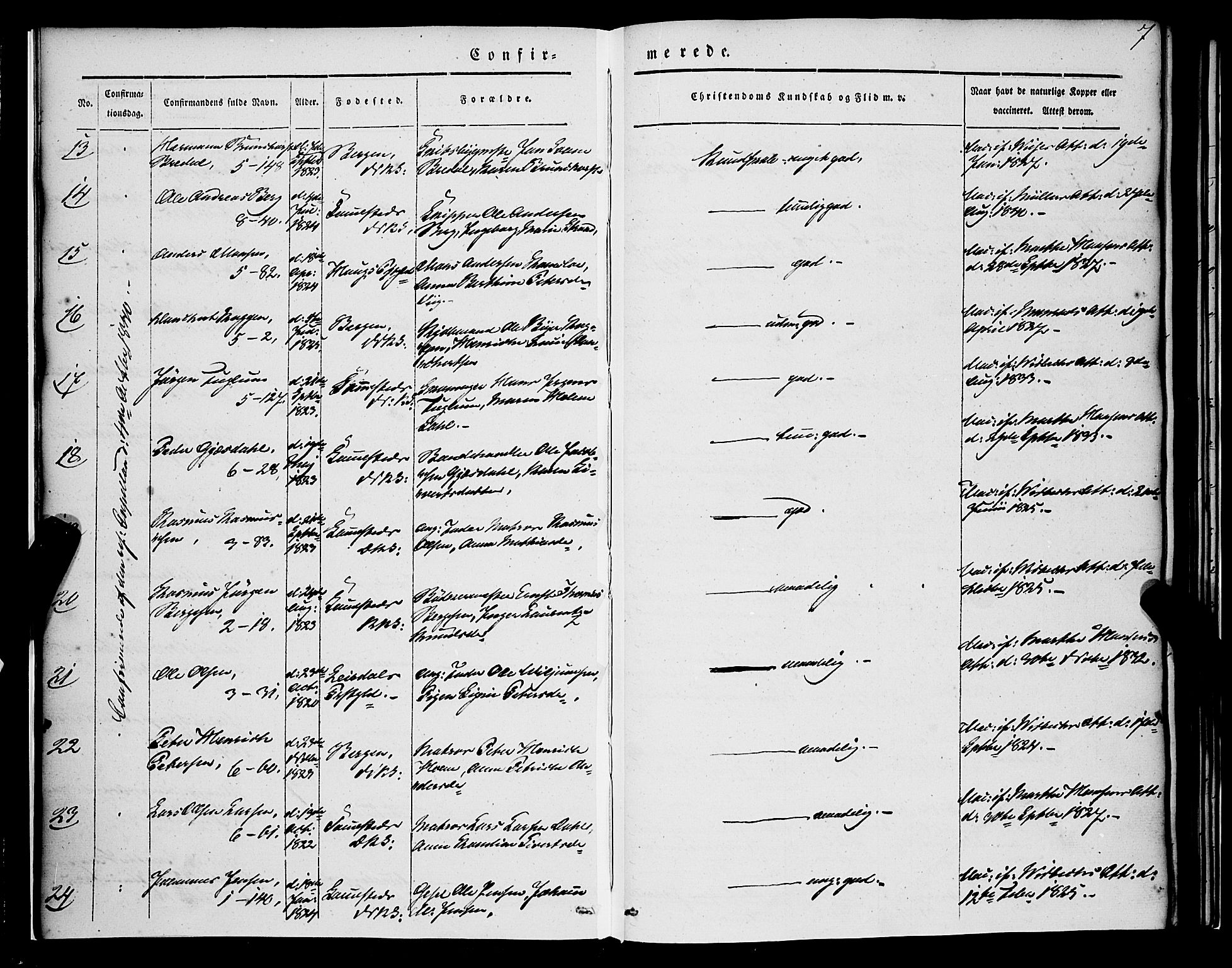 Nykirken Sokneprestembete, SAB/A-77101/H/Haa/L0022: Parish register (official) no. C 1, 1840-1851, p. 7
