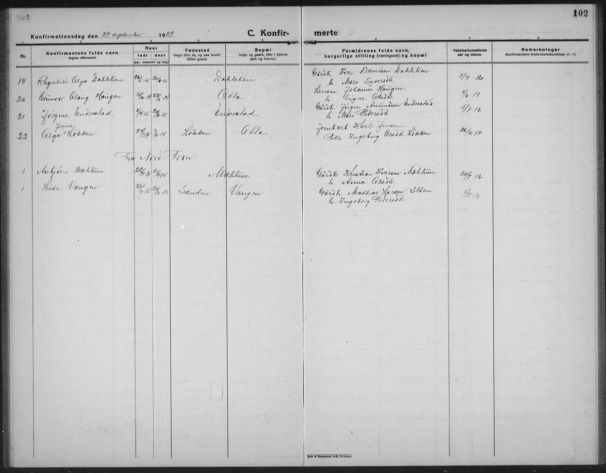 Sel prestekontor, AV/SAH-PREST-074/H/Ha/Hab/L0002: Parish register (copy) no. 2, 1923-1939, p. 102