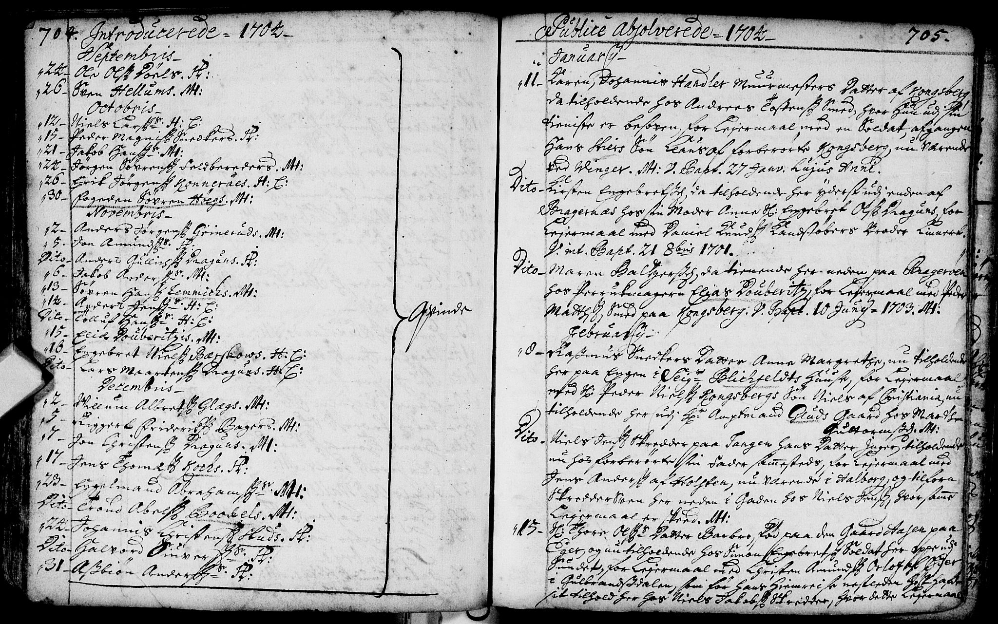 Bragernes kirkebøker, AV/SAKO-A-6/F/Fa/L0002: Parish register (official) no. I 2, 1680-1705, p. 704-705