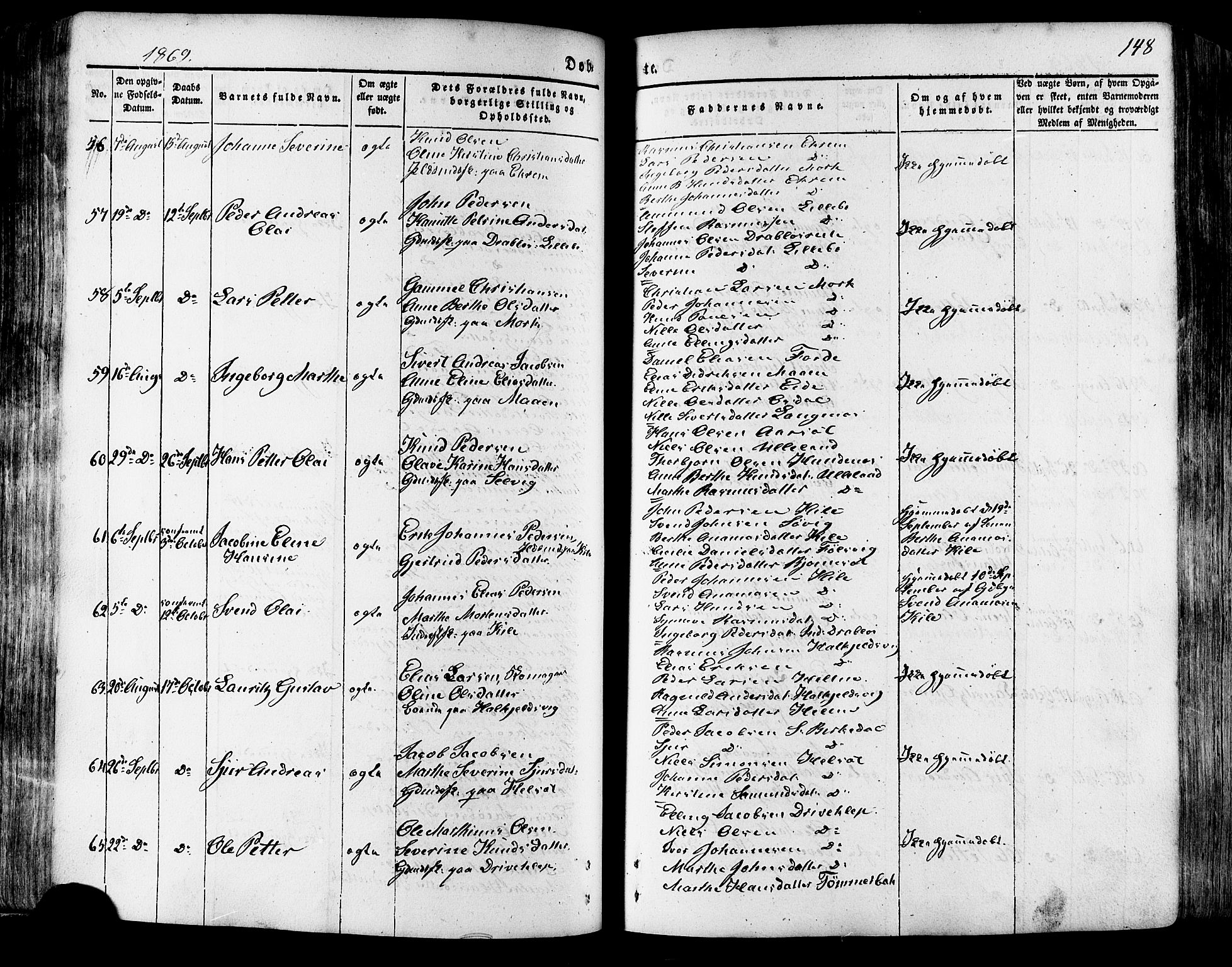 Ministerialprotokoller, klokkerbøker og fødselsregistre - Møre og Romsdal, SAT/A-1454/511/L0140: Parish register (official) no. 511A07, 1851-1878, p. 148