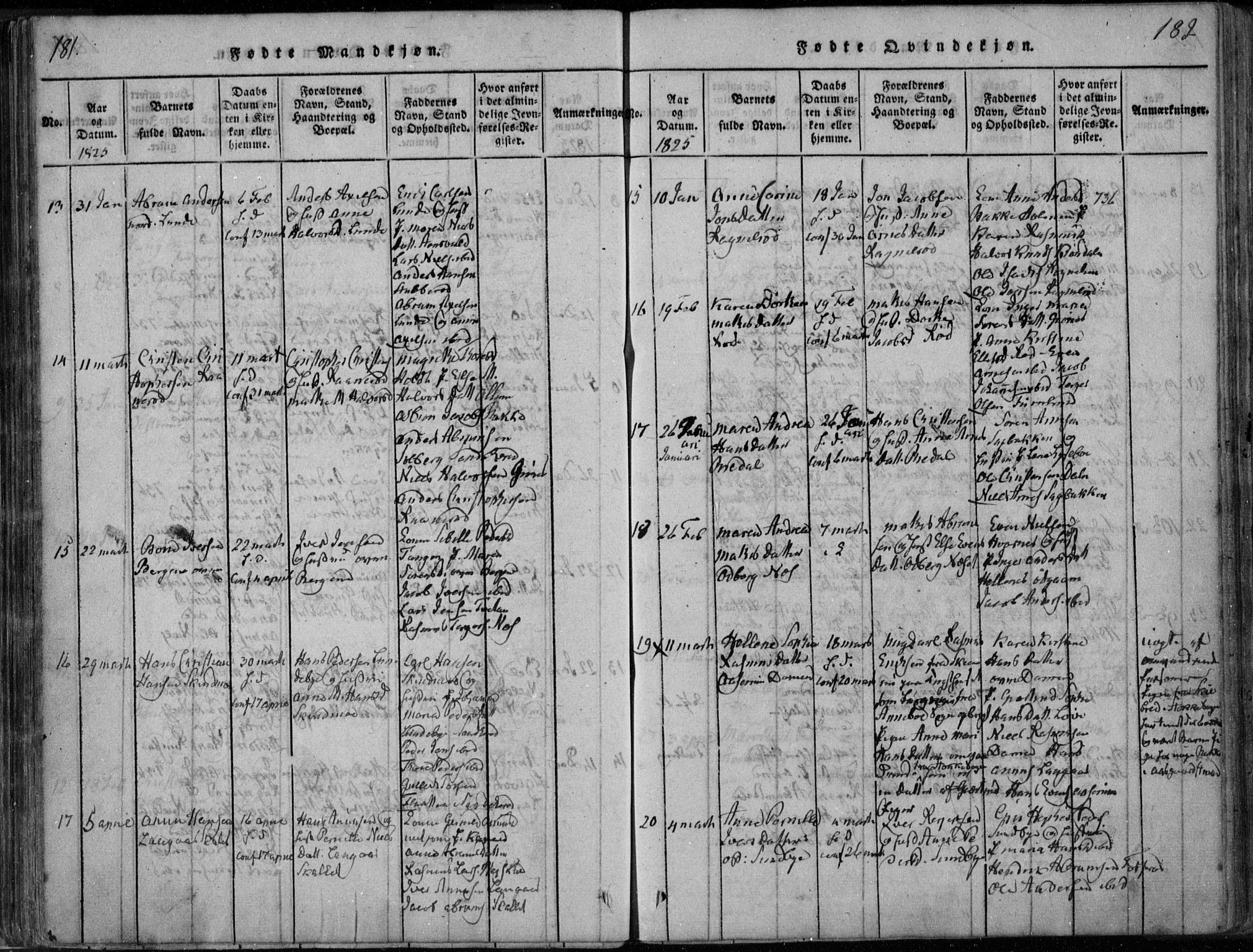 Hedrum kirkebøker, SAKO/A-344/F/Fa/L0004: Parish register (official) no. I 4, 1817-1835, p. 181-182